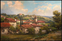 Countryside Village Scene Impressionist Art Poster