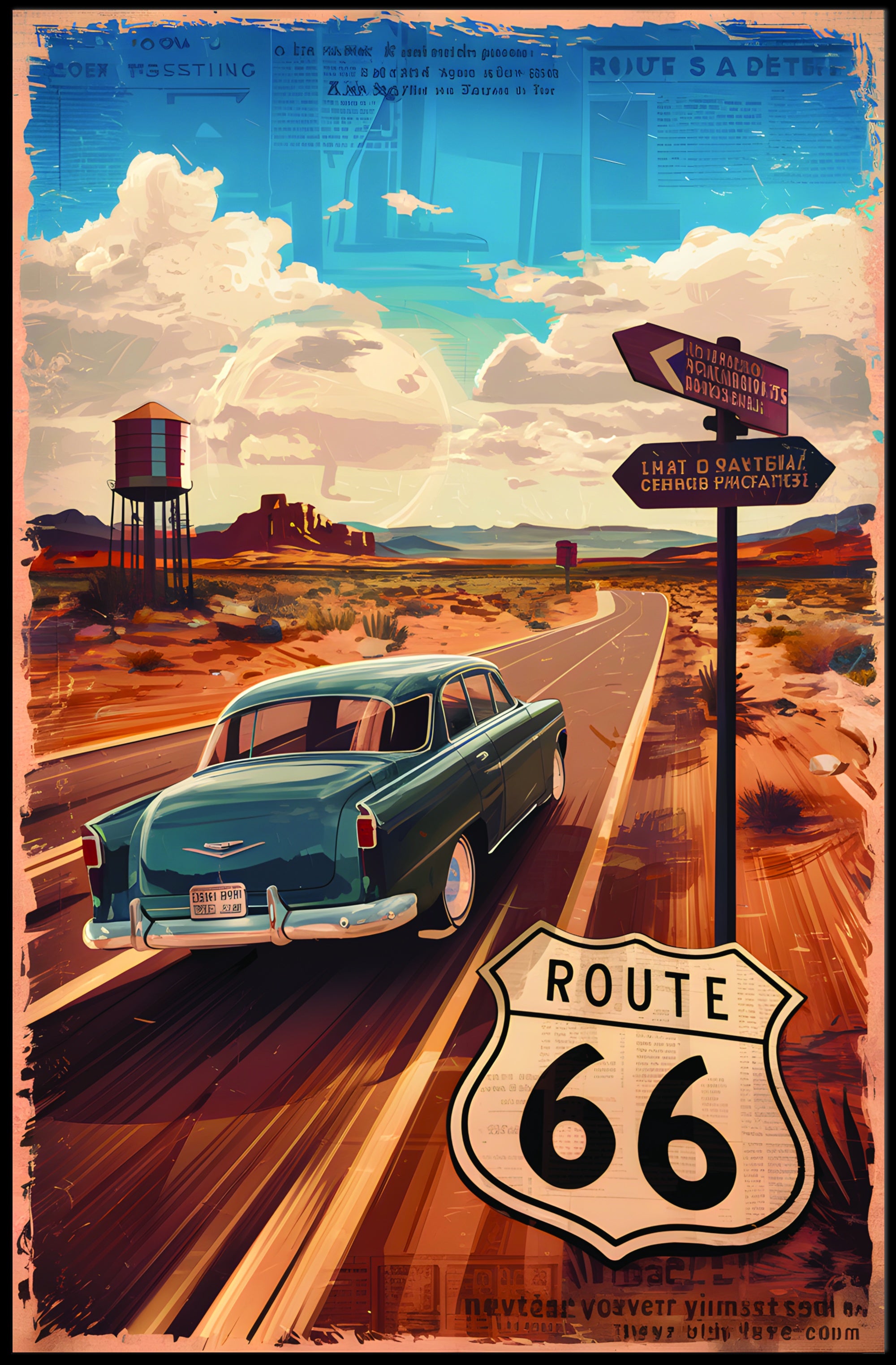 Journey on Route 66 Poster