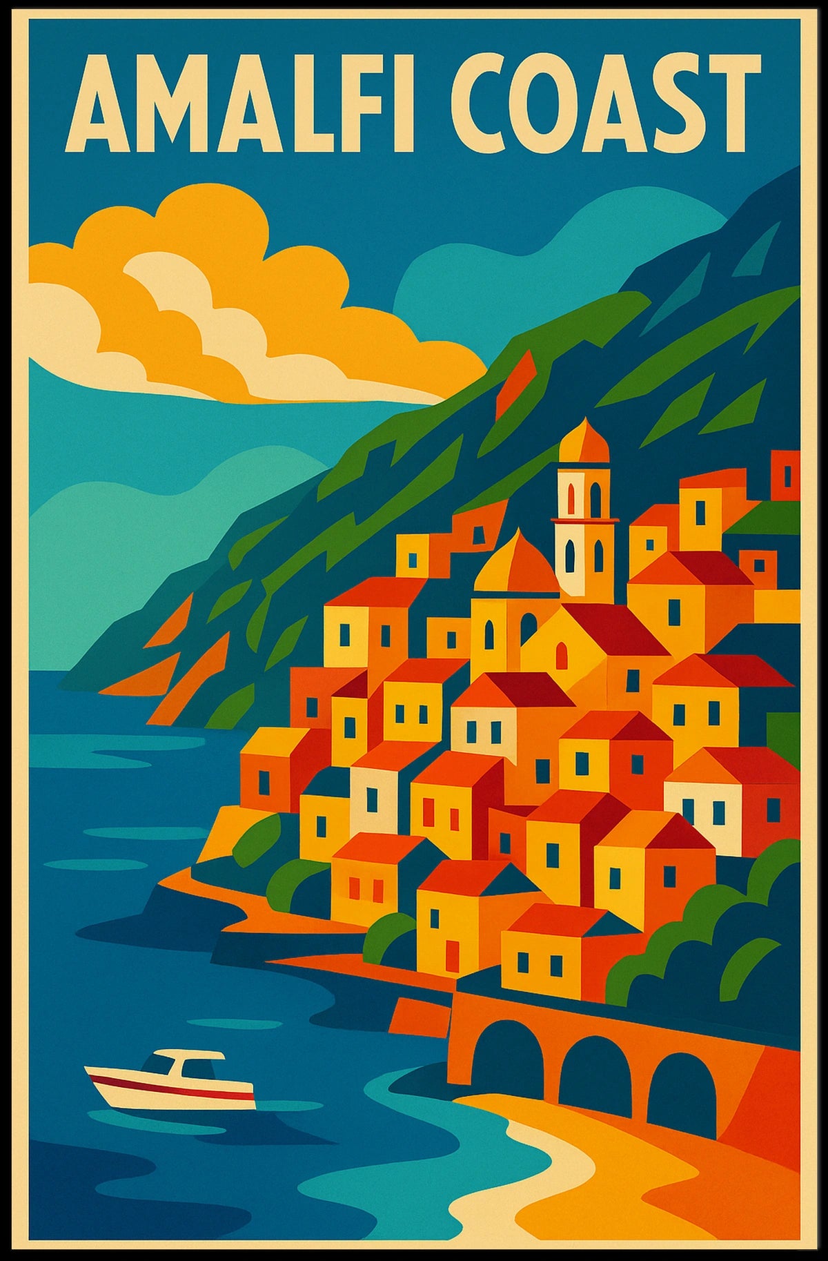 Amalfi Coast Travel Poster Museum Quality Art Print