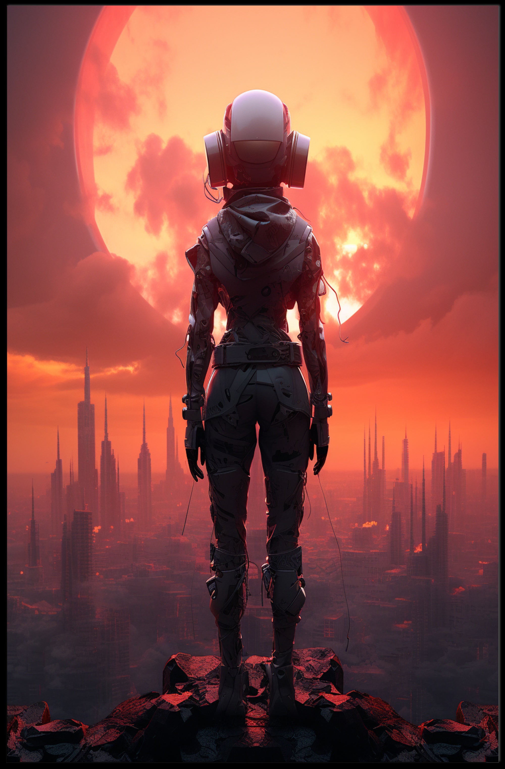 Futuristic Explorer At Sunset Poster PosterGoat