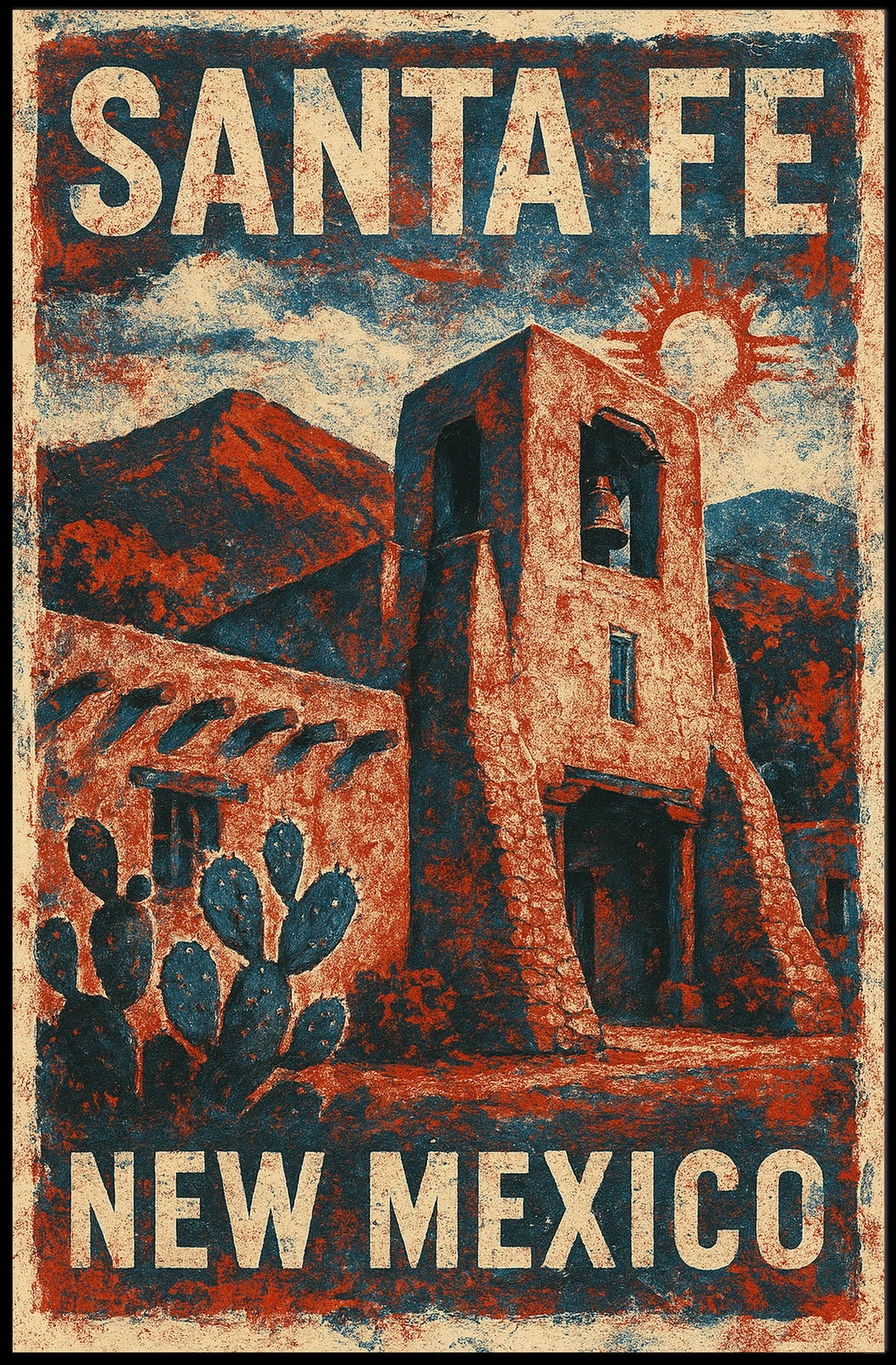 Santa Fe Southwestern Heritage Vintage Travel Poster