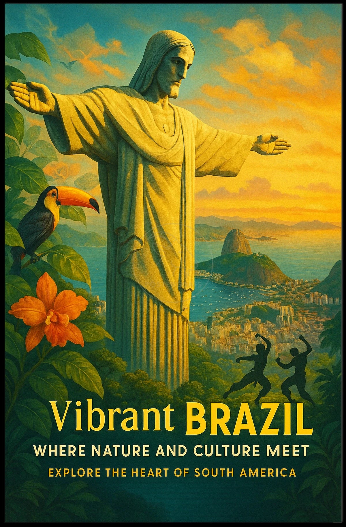 Brazilian Sunset Harmony: Travel Poster