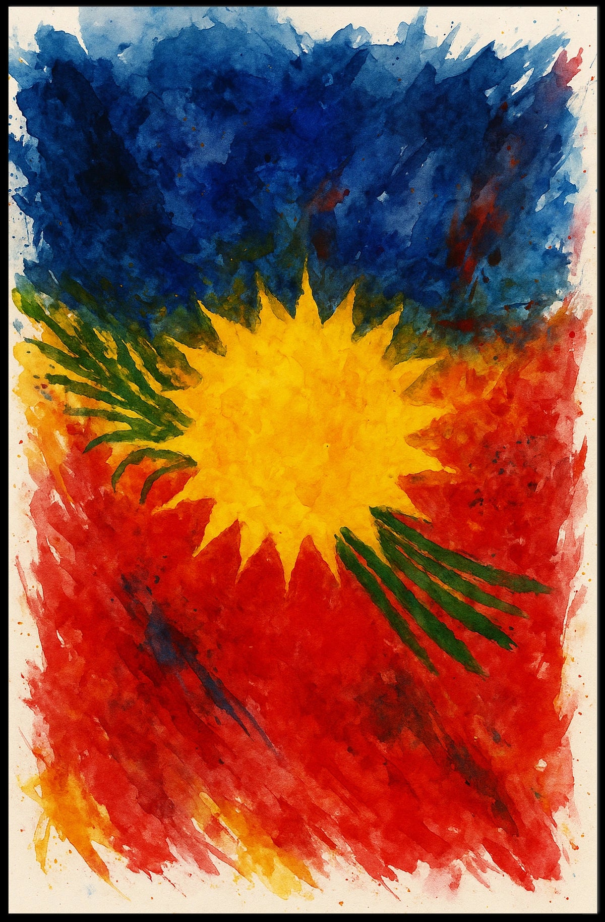 Vibrant Abstract Sunburst Abstract Poster