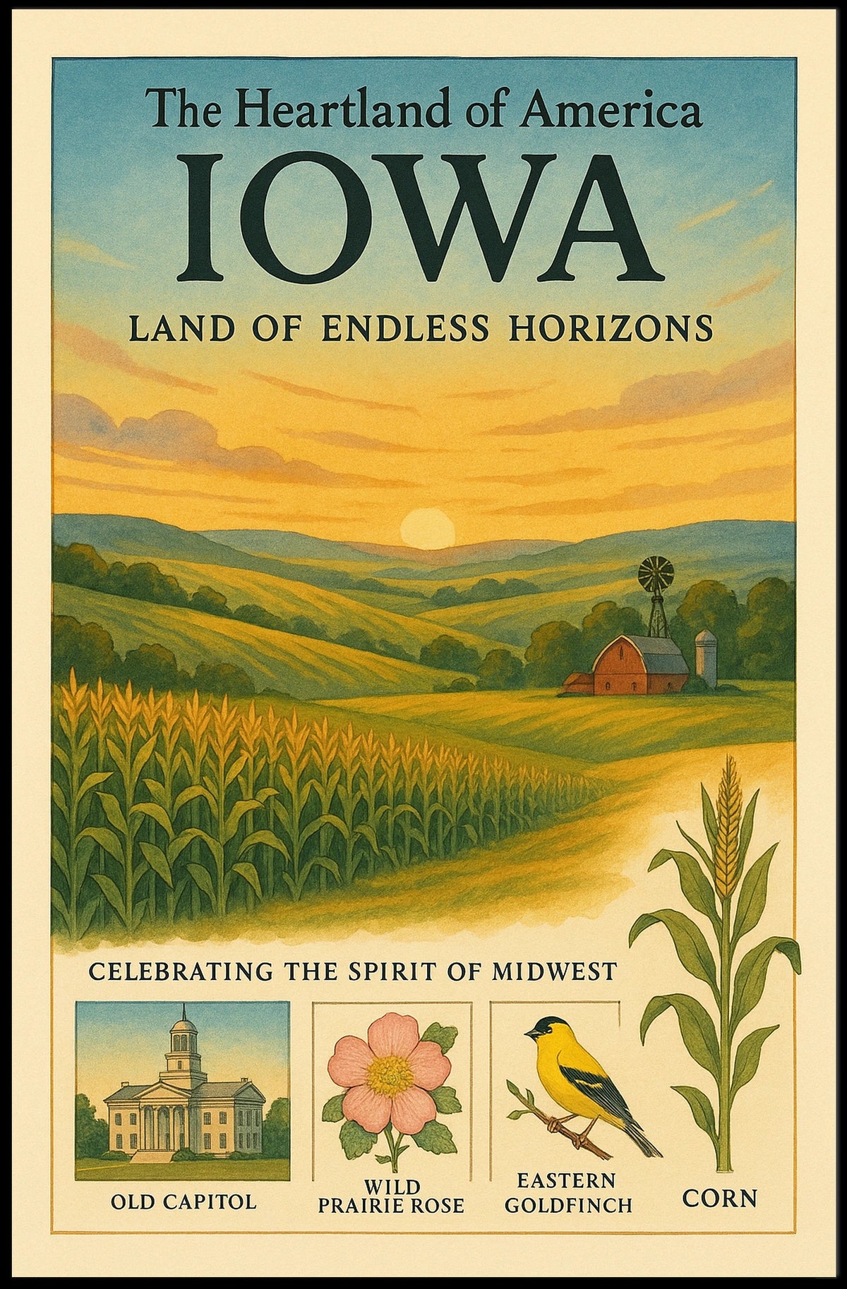Iowa Land of Endless Horizons Poster