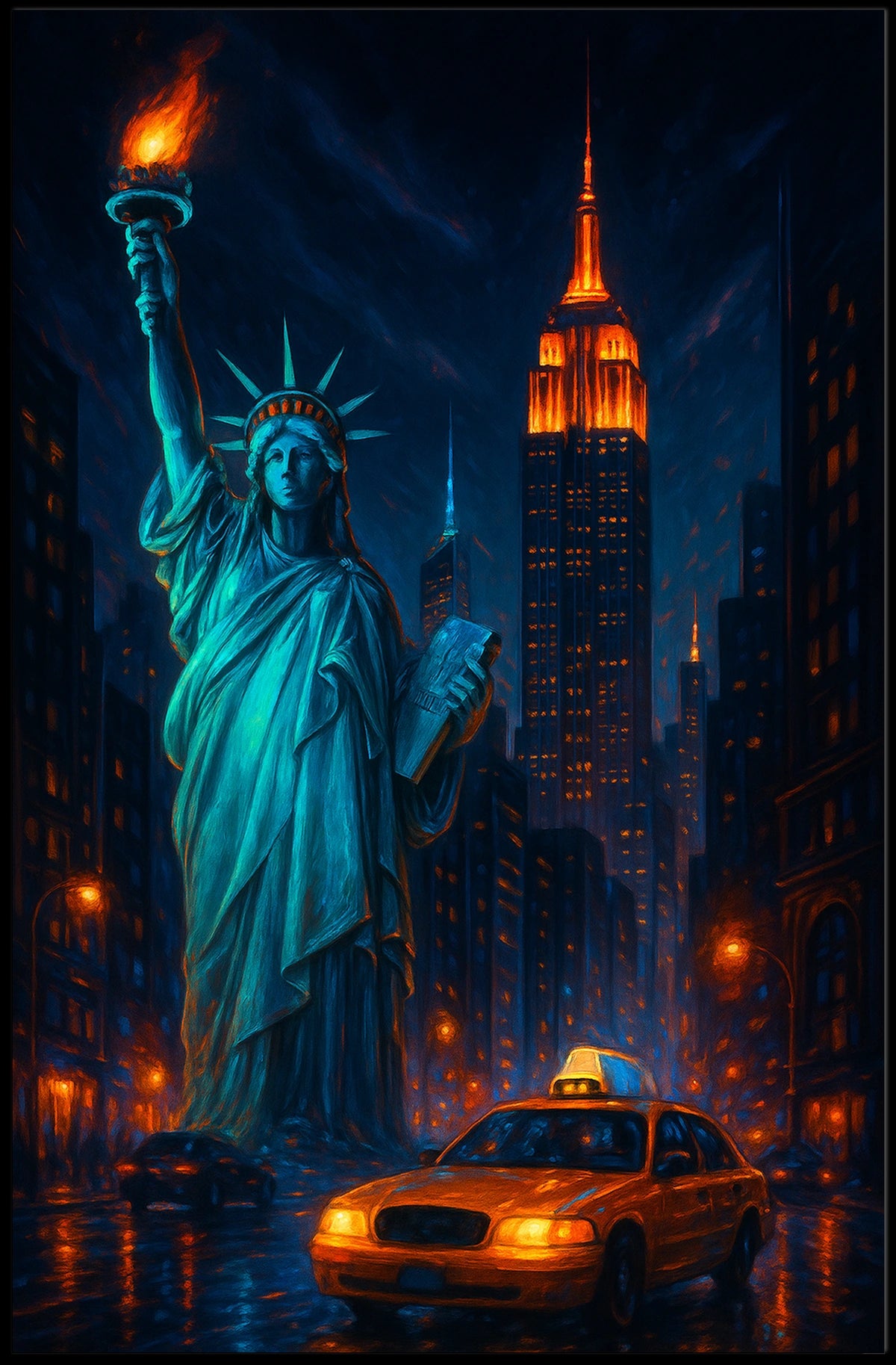 New York City Street Skyline Poster Modern Wall Art