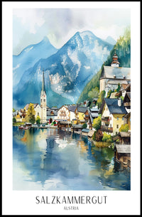 Salzkammergut Lakeside Charm Travel Poster PosterGoat