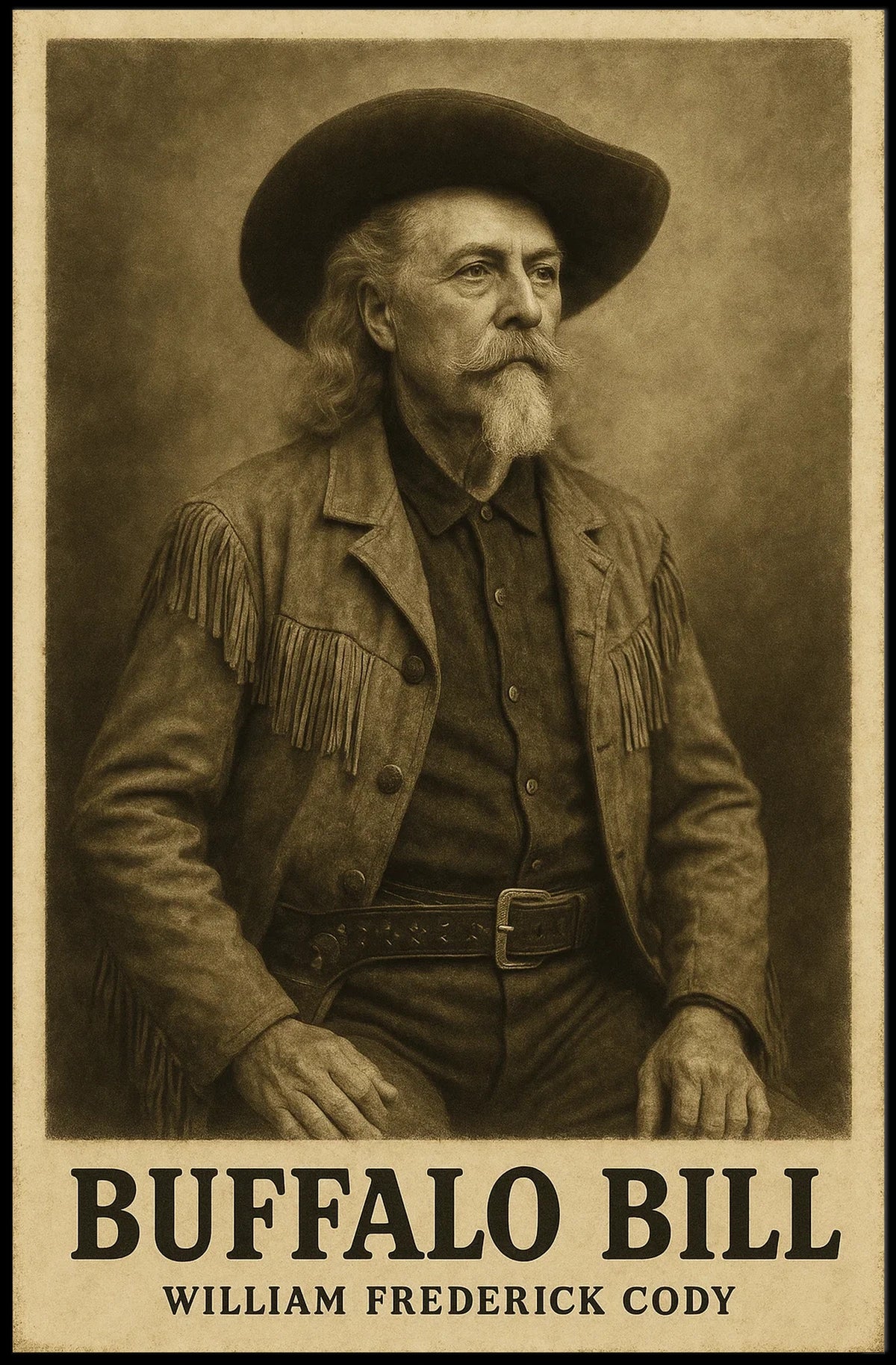 Buffalo Bill Vintage Illustration Historical or Presidential Poster