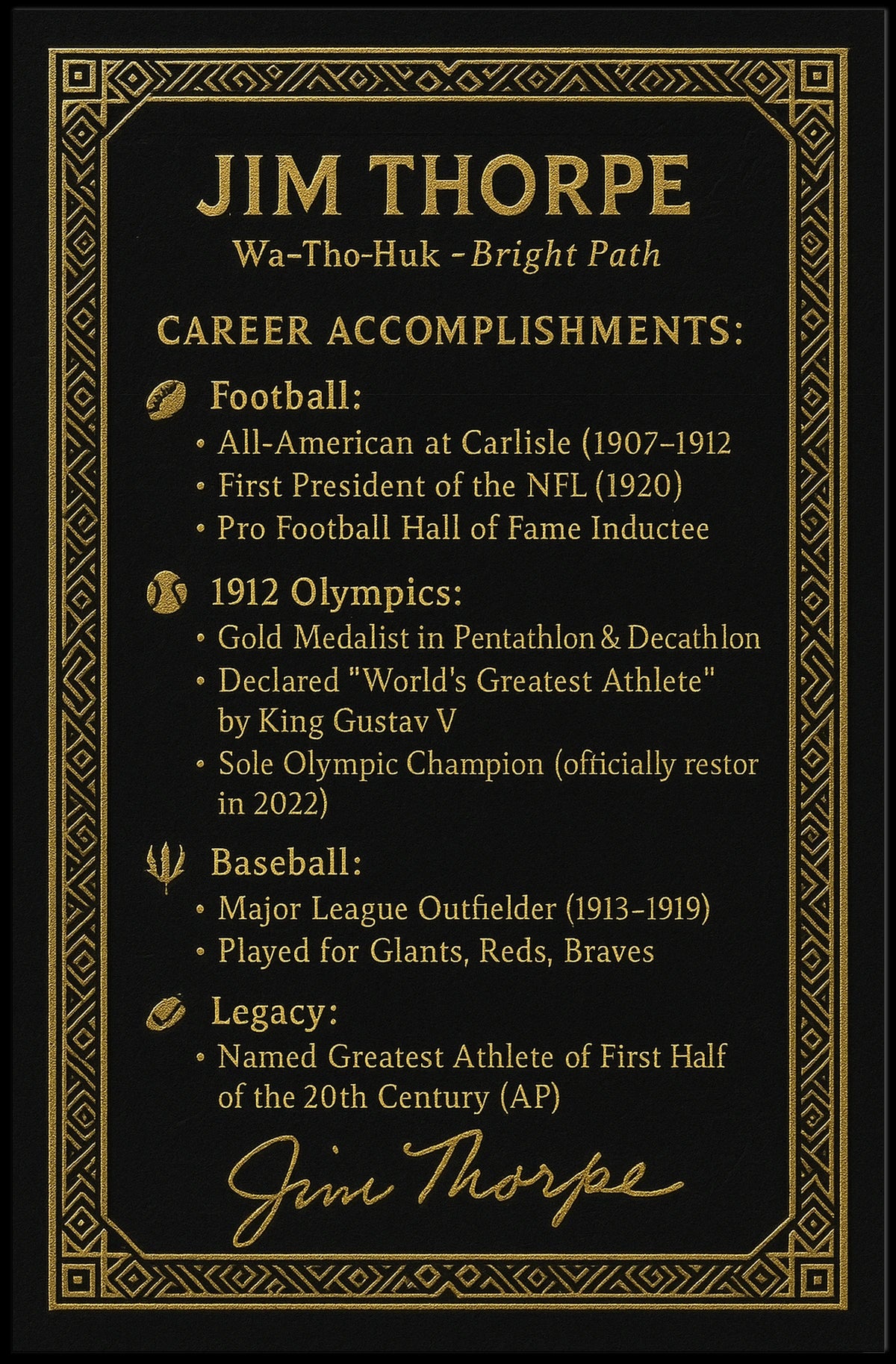 Jim Thorpe A Legacy of Athletic Excellence Poster