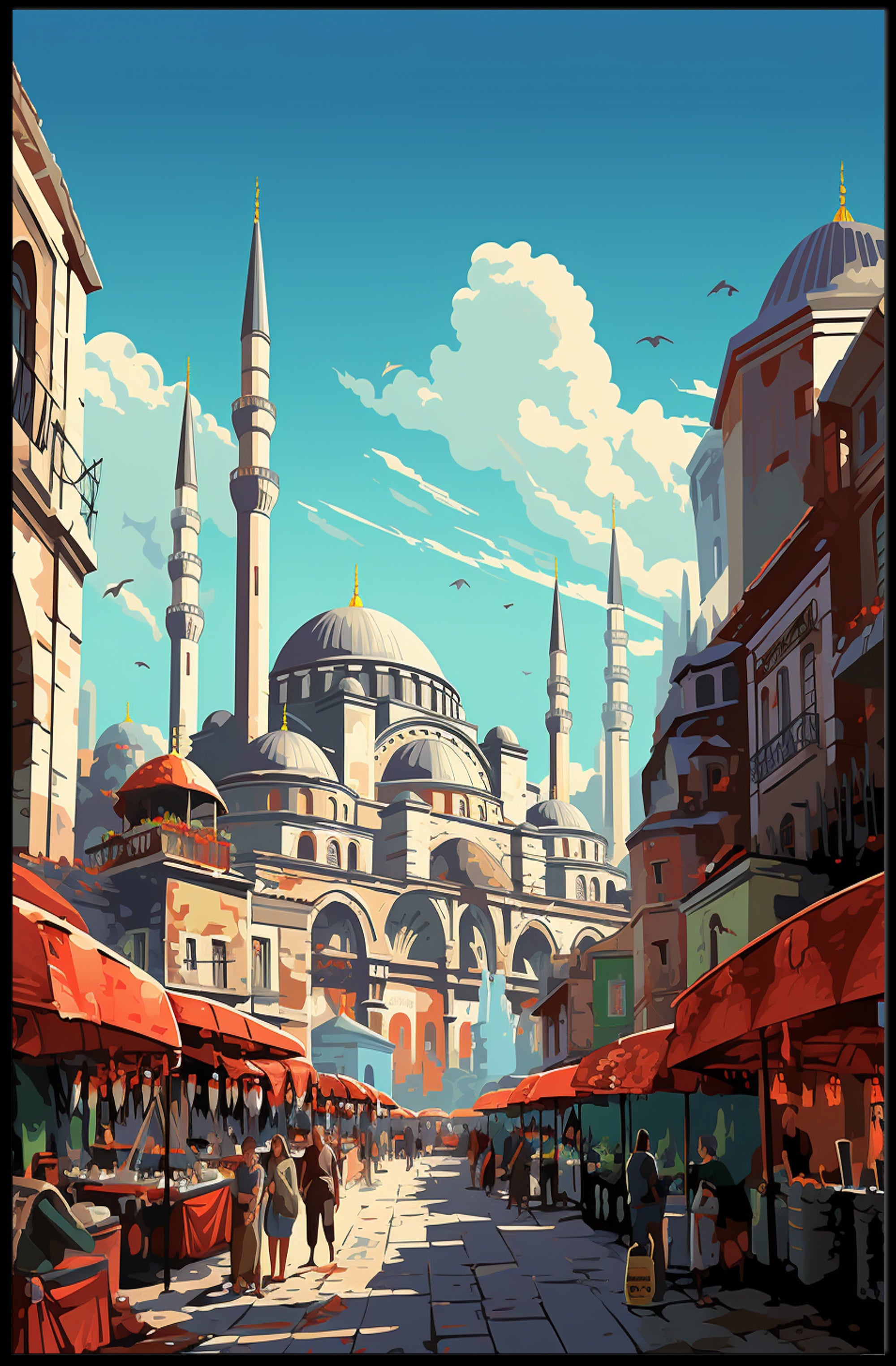 Vibrant Market Scene Poster