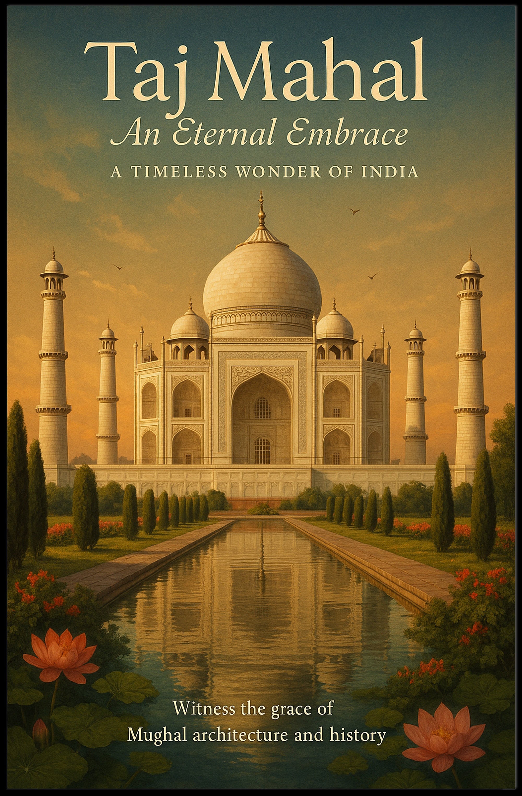 Taj Mahal Vintage Travel Poster Wall Art Print