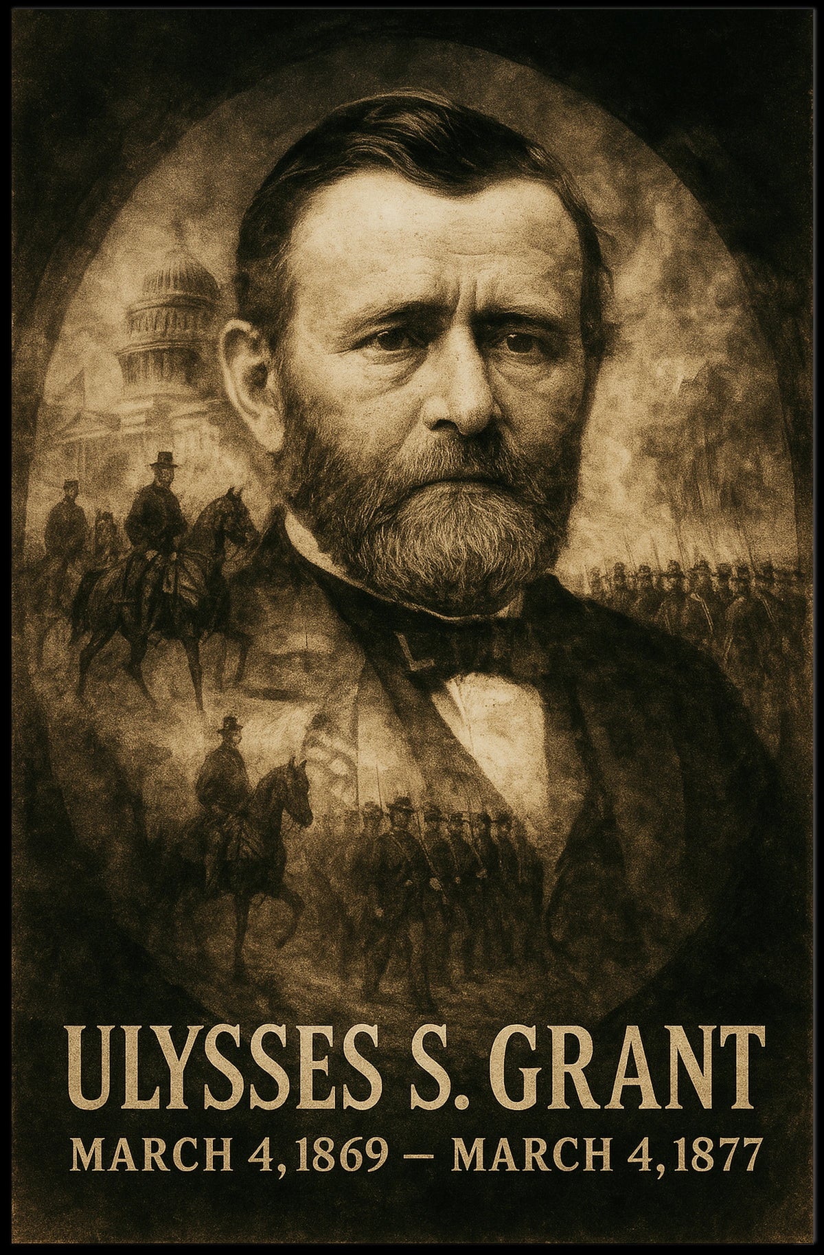 Ulysses S. Grant 18th President of the United States Double Exposure Poster