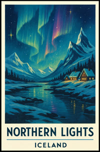 Northern Lights Over Iceland Winter Travel Poster PosterGoat