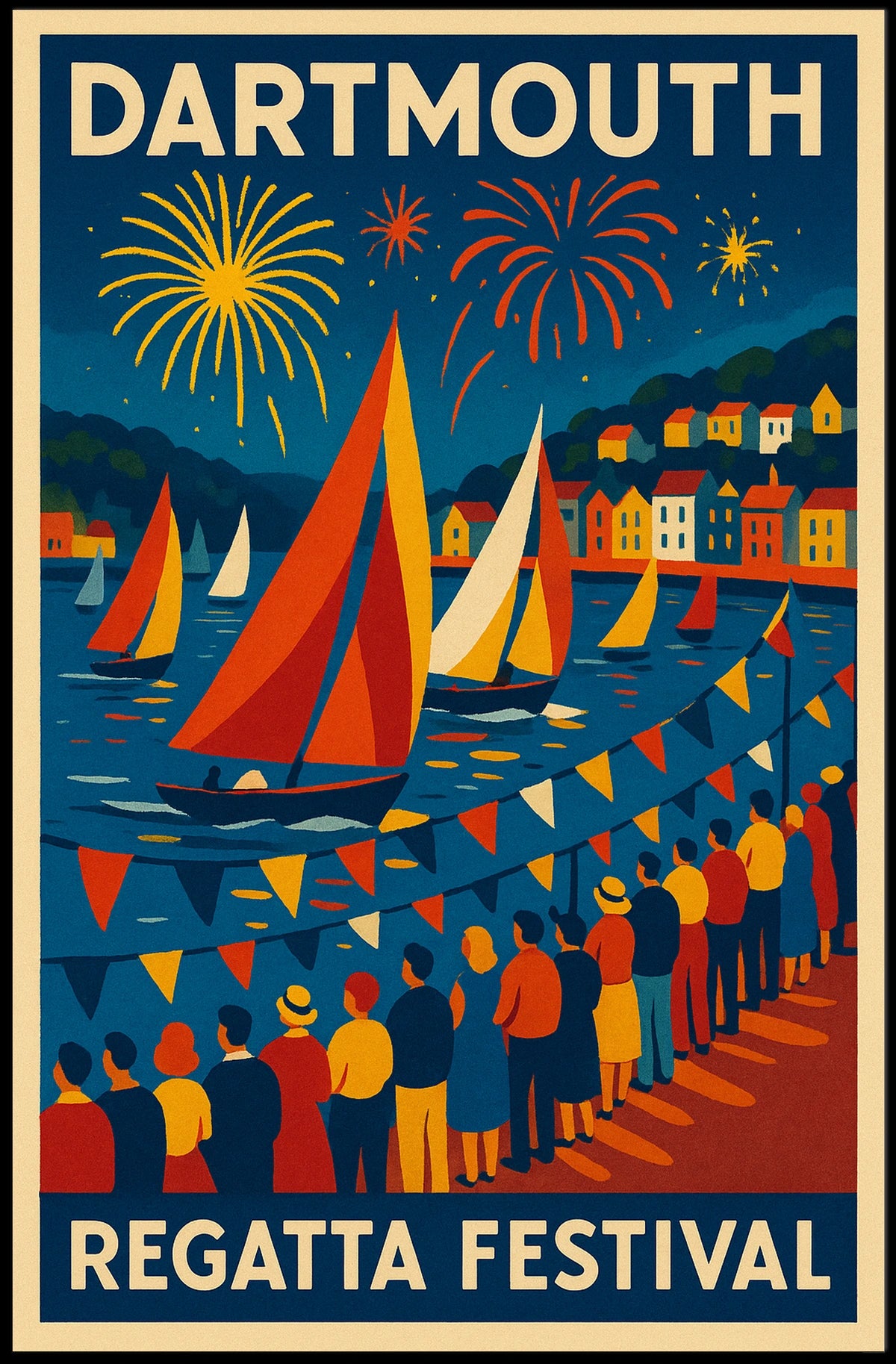 Dartmouth Regatta Festival Fireworks & Sails Travel Poster