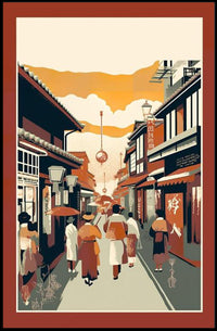 Strolling Through a Traditional Street Scene Poster
