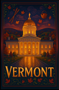 Vermont State Capitol At Dusk Poster