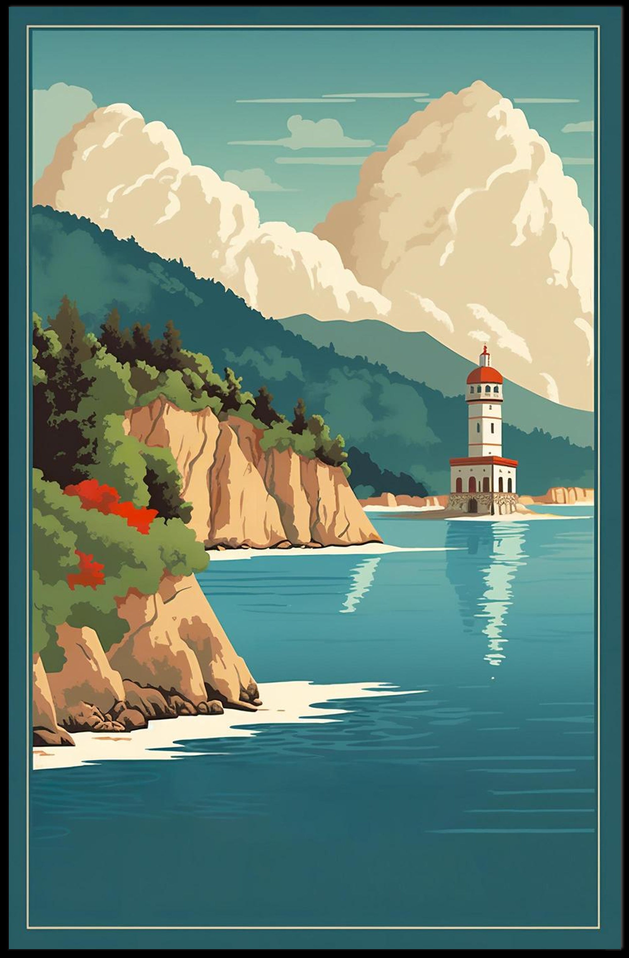 Tranquil Coastal Lighthouse Poster