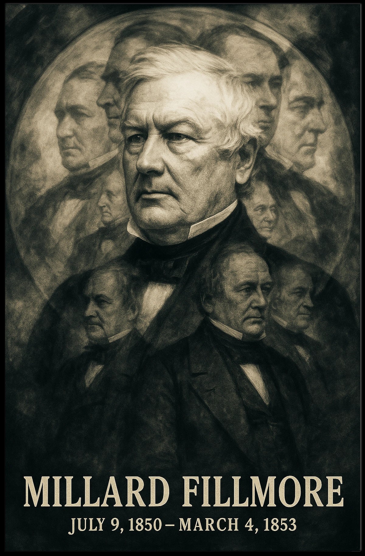 Millard Fillmore 13th President of the United States Double Exposure Poster