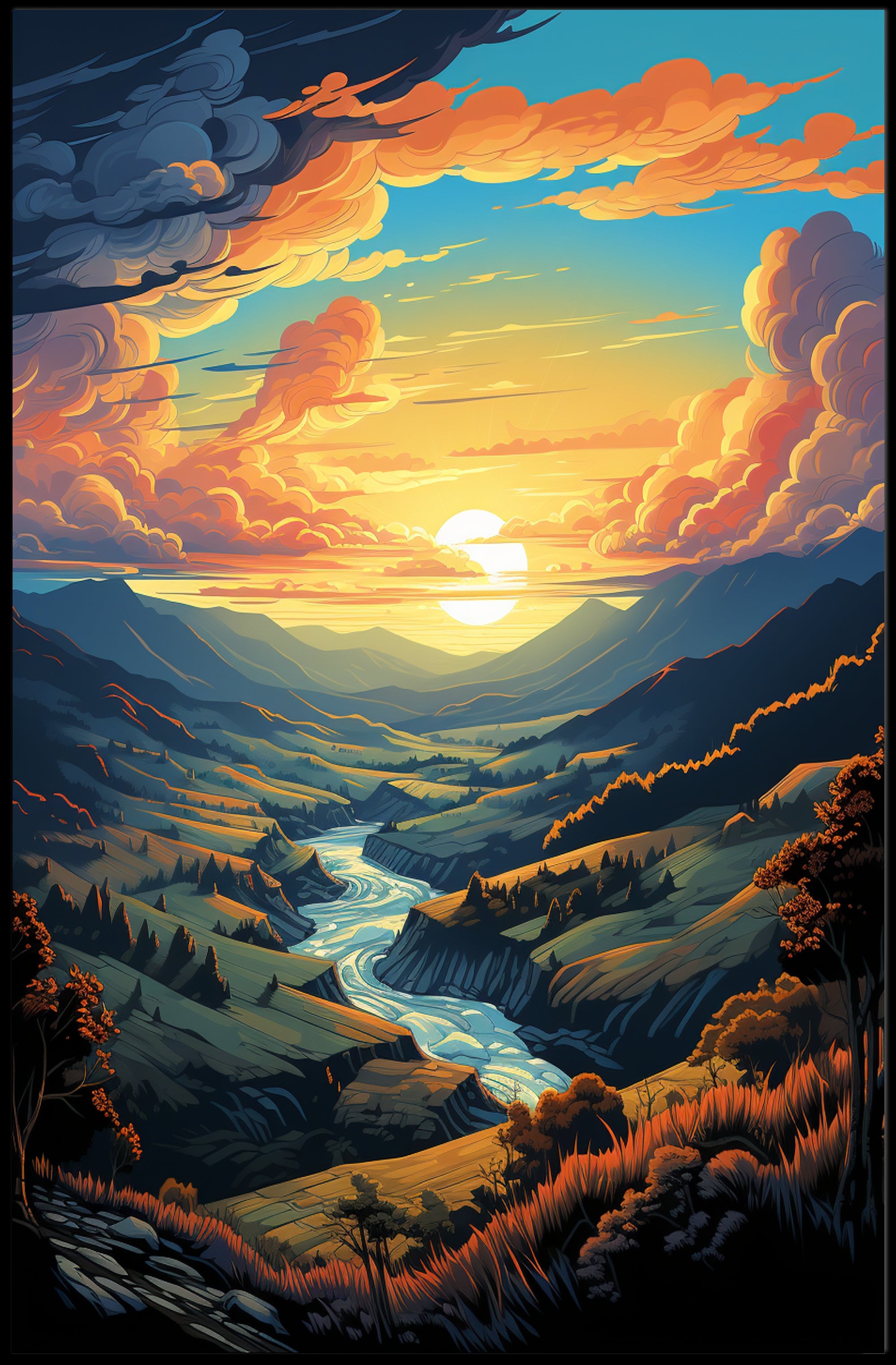 Majestic Sunset Valley Poster