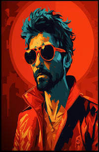 Vibrant Portrait In Red Poster PosterGoat
