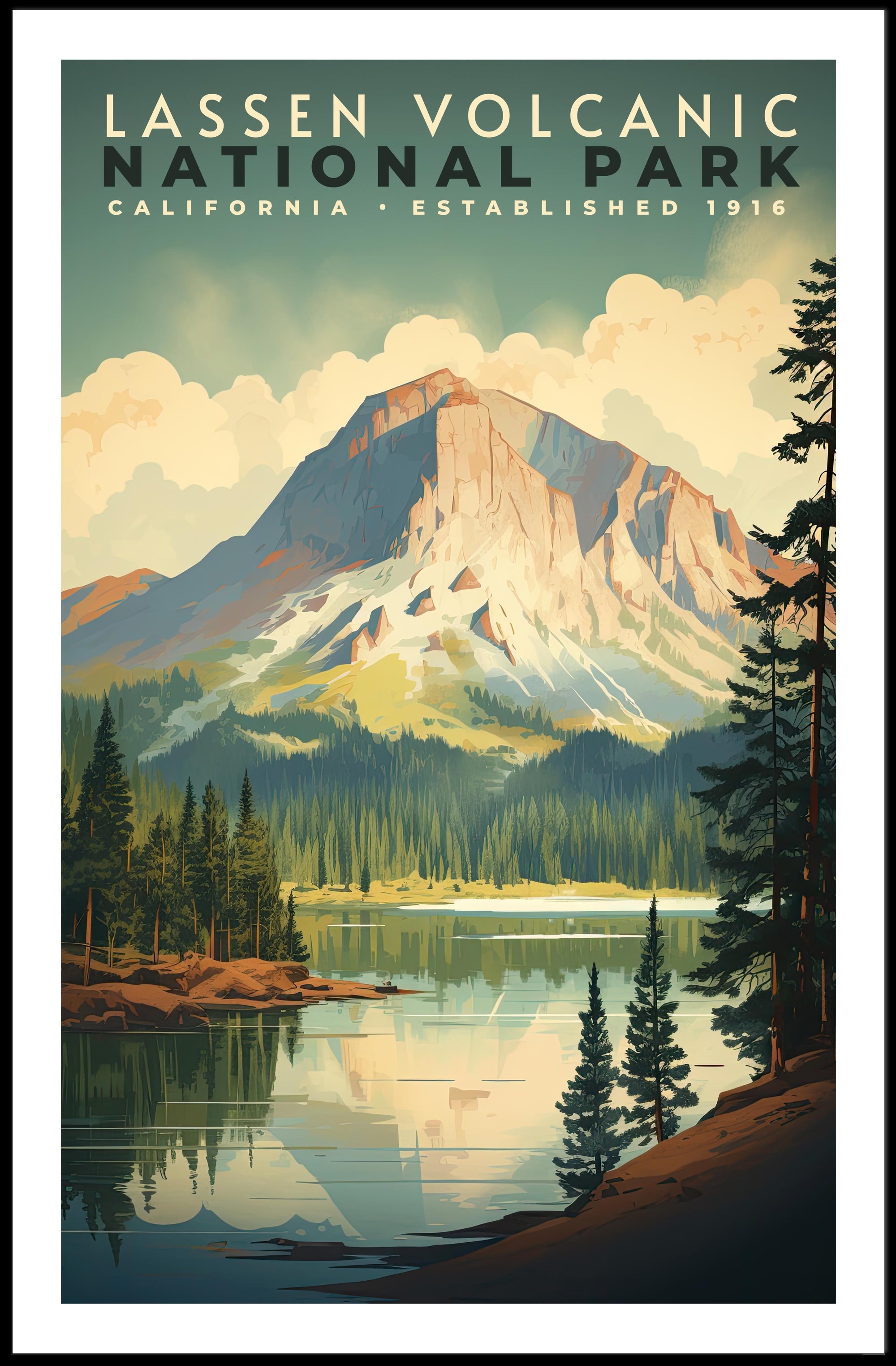 Lassen Volcanic National Park Poster Vintage Print