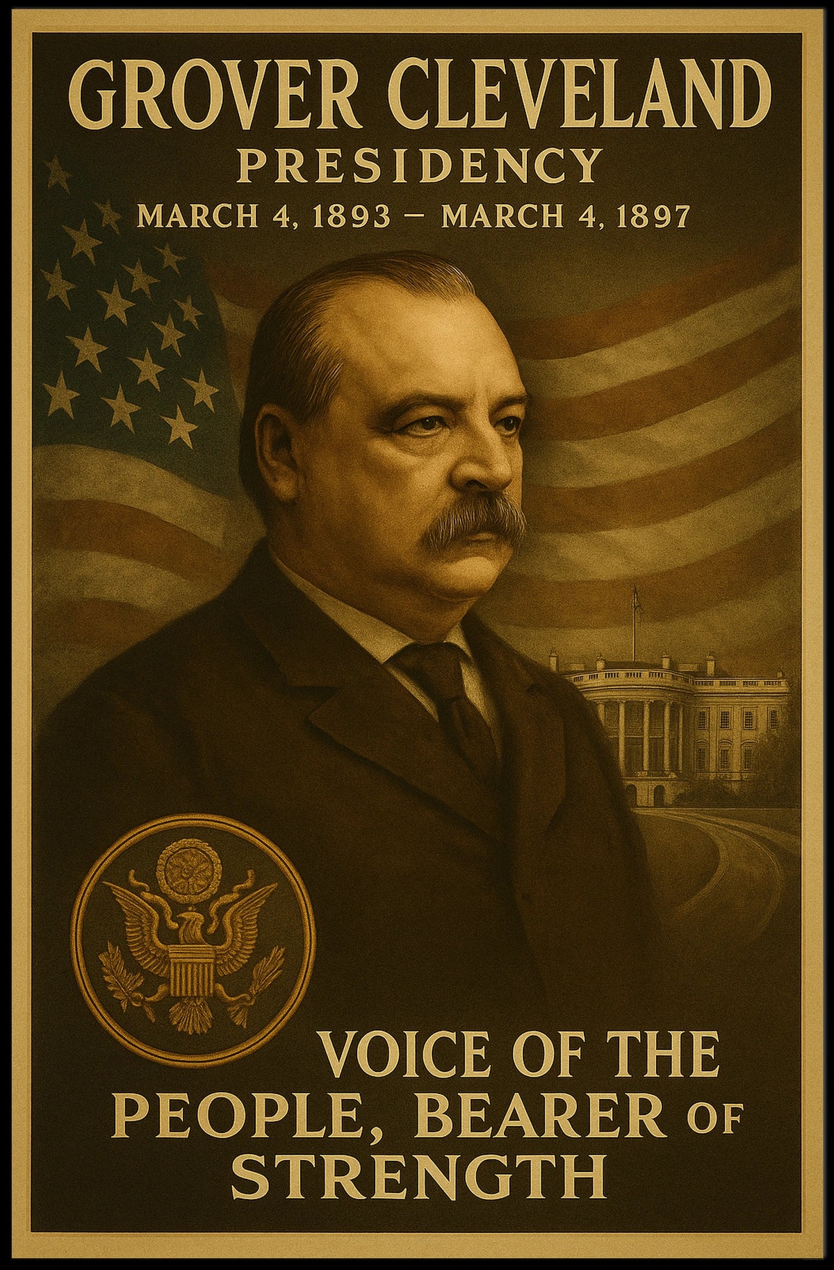 Grover Cleveland Vintage Style Historical Poster