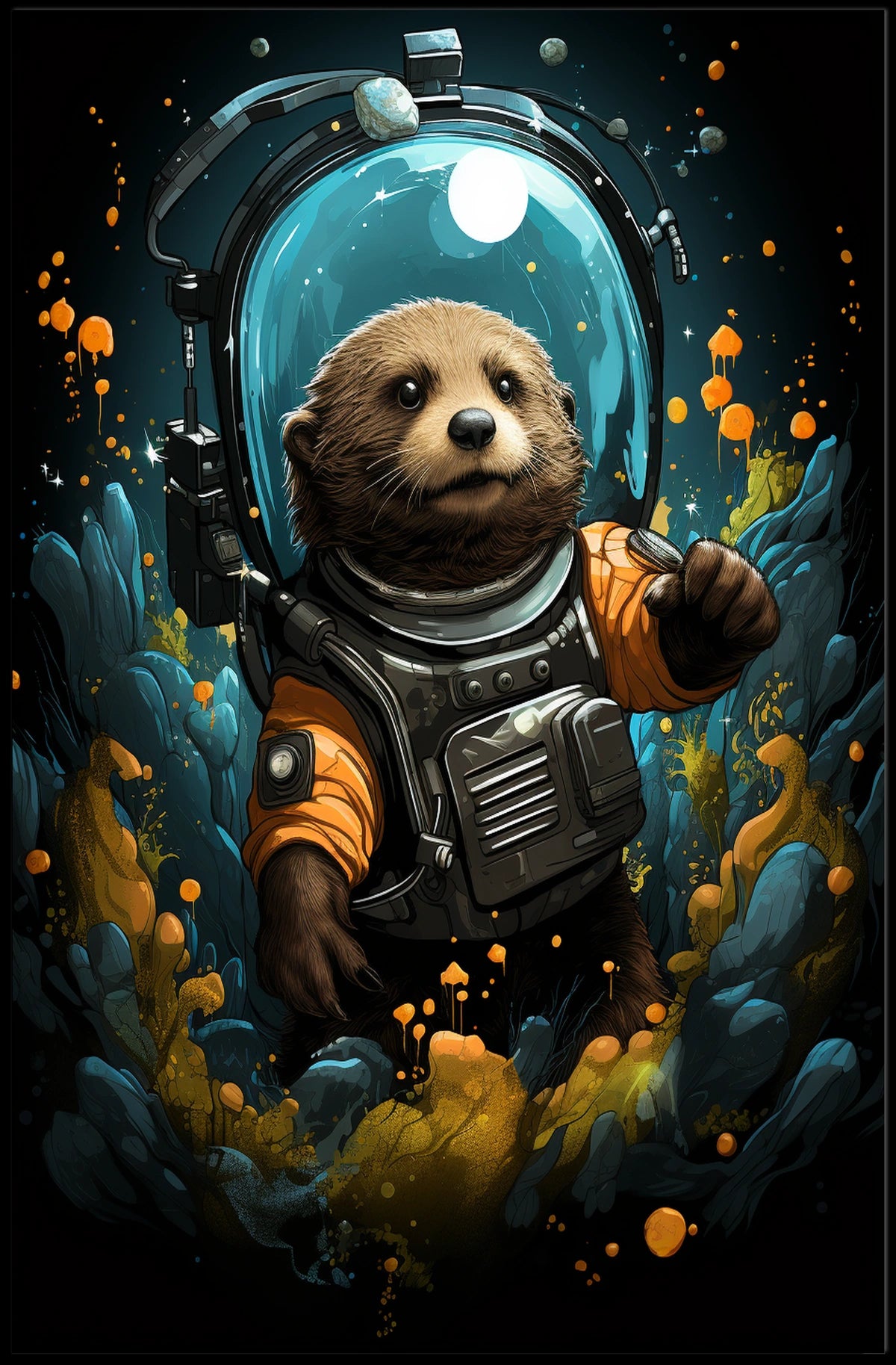Cosmic Otter Adventure Poster Interstellar Space Journey