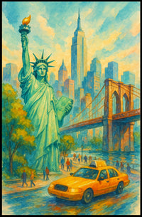 New York City Architectural Skyline Poster Modern Wall Art