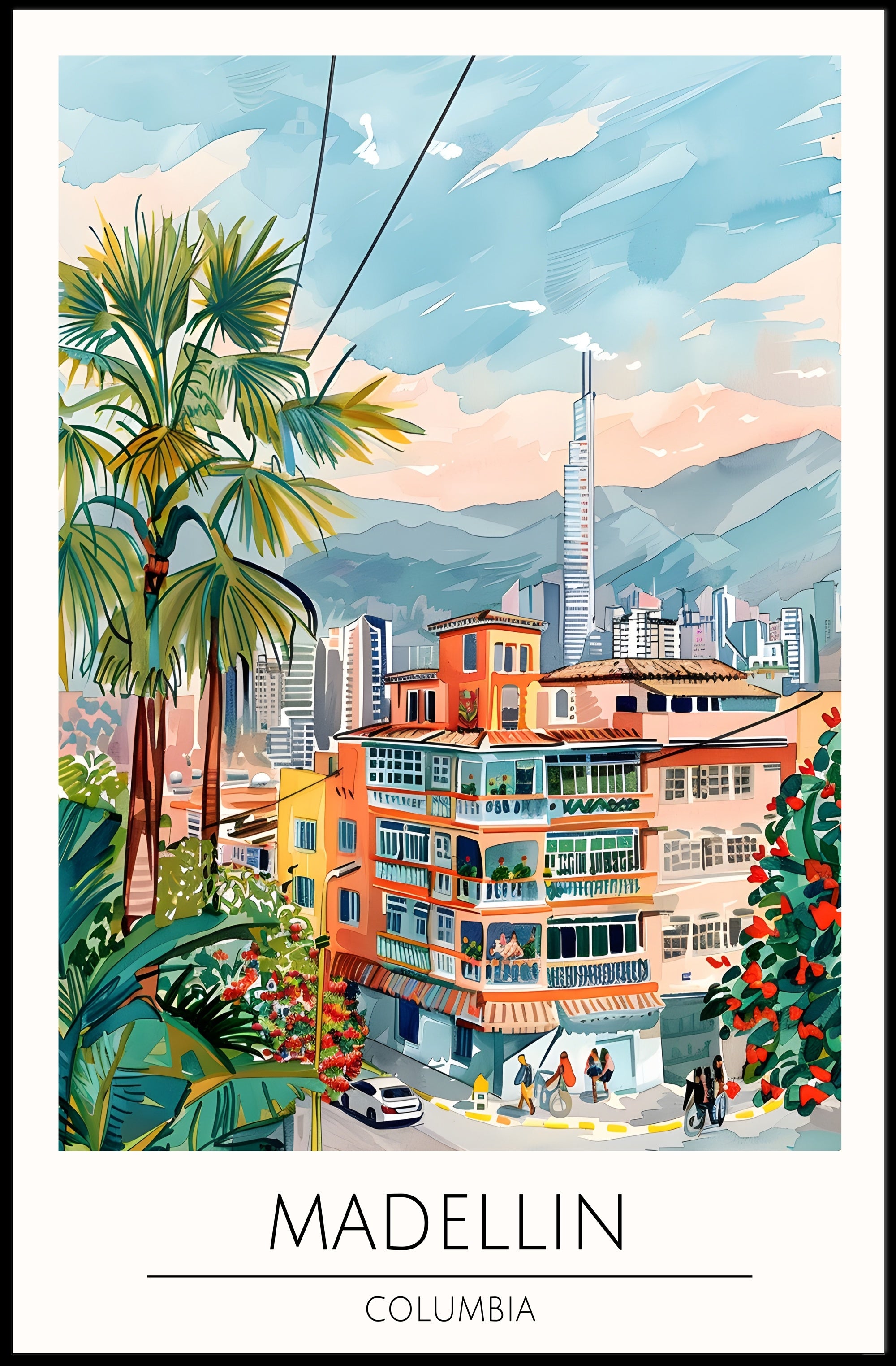 Medellin Cityscape Poster PosterGoat