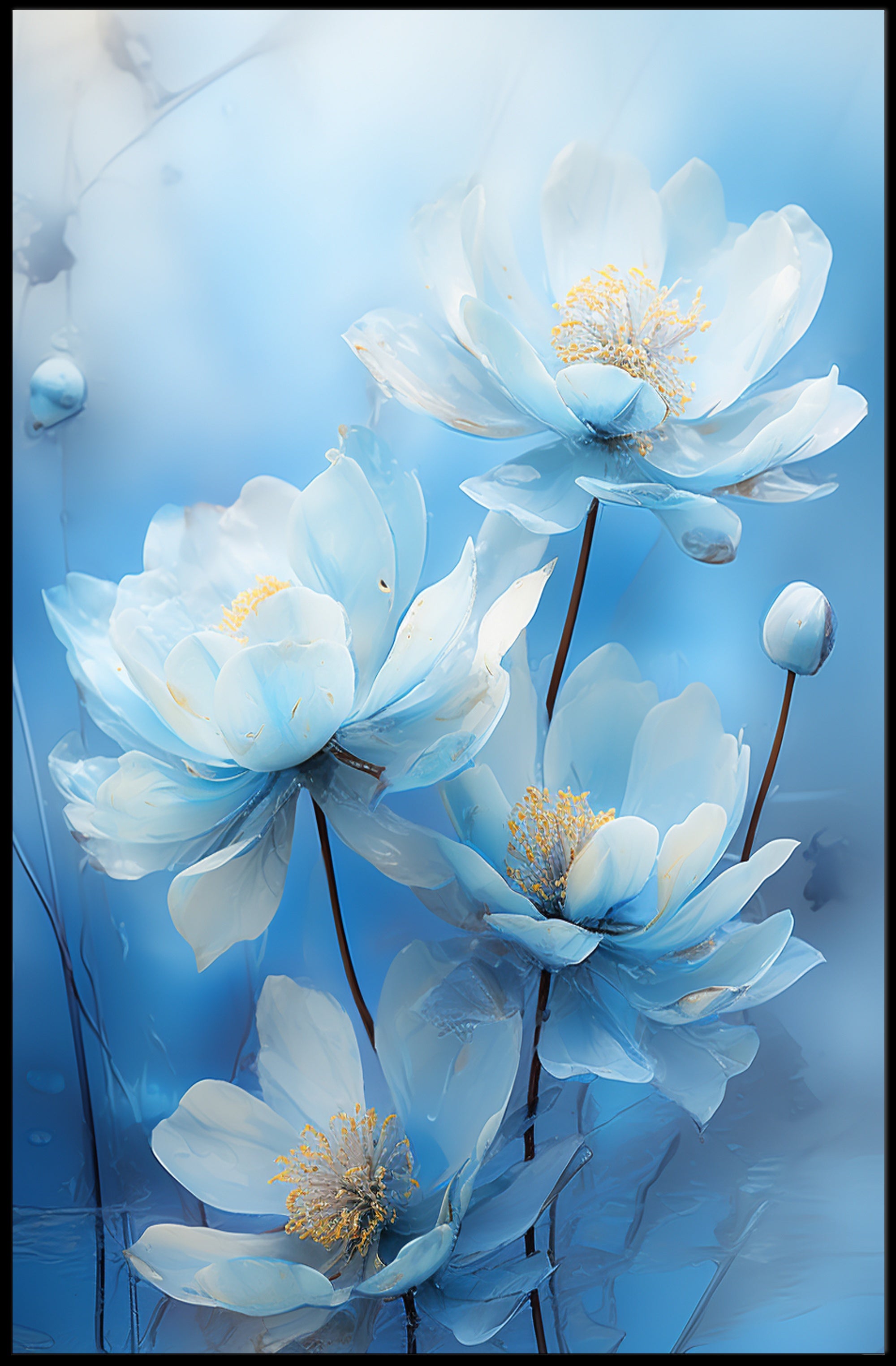 Serene Blue Blossoms Poster