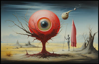 Red Sphere Desert Imagination: Futuristic Sci-Fi Poster