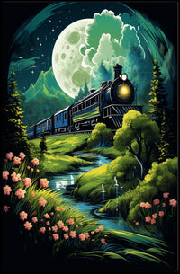 Moonlit Journey Dreamy Surrealism Poster