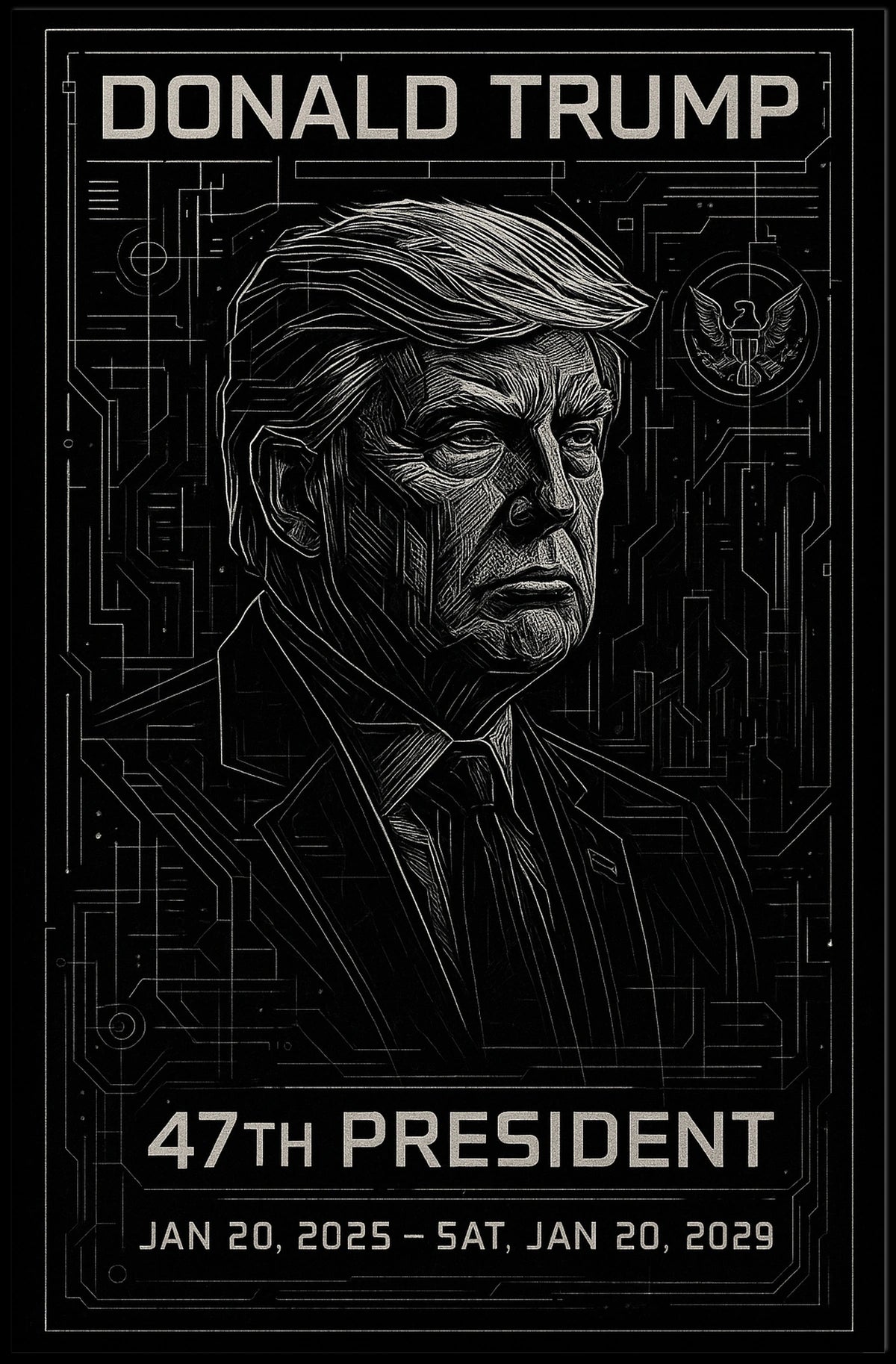 Donald Trump Visionary Leader in Futuristic Elegance Poster