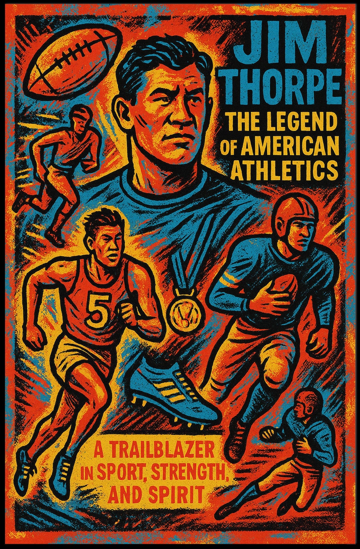Jim Thorpe Poster The Legend Of American Athletics Icon