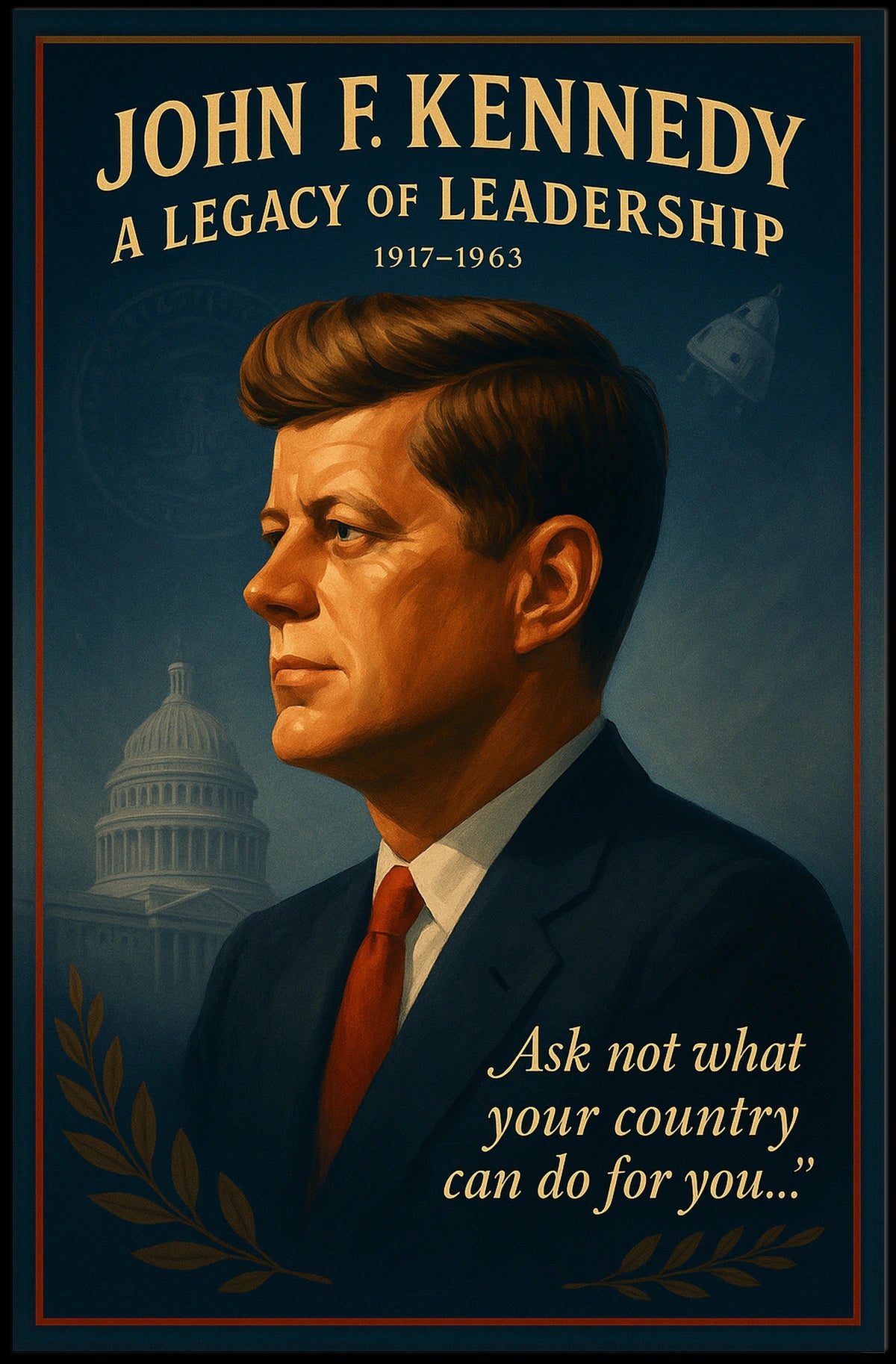 Patriotic Tribute Poster: Leadership and Inspiration Art