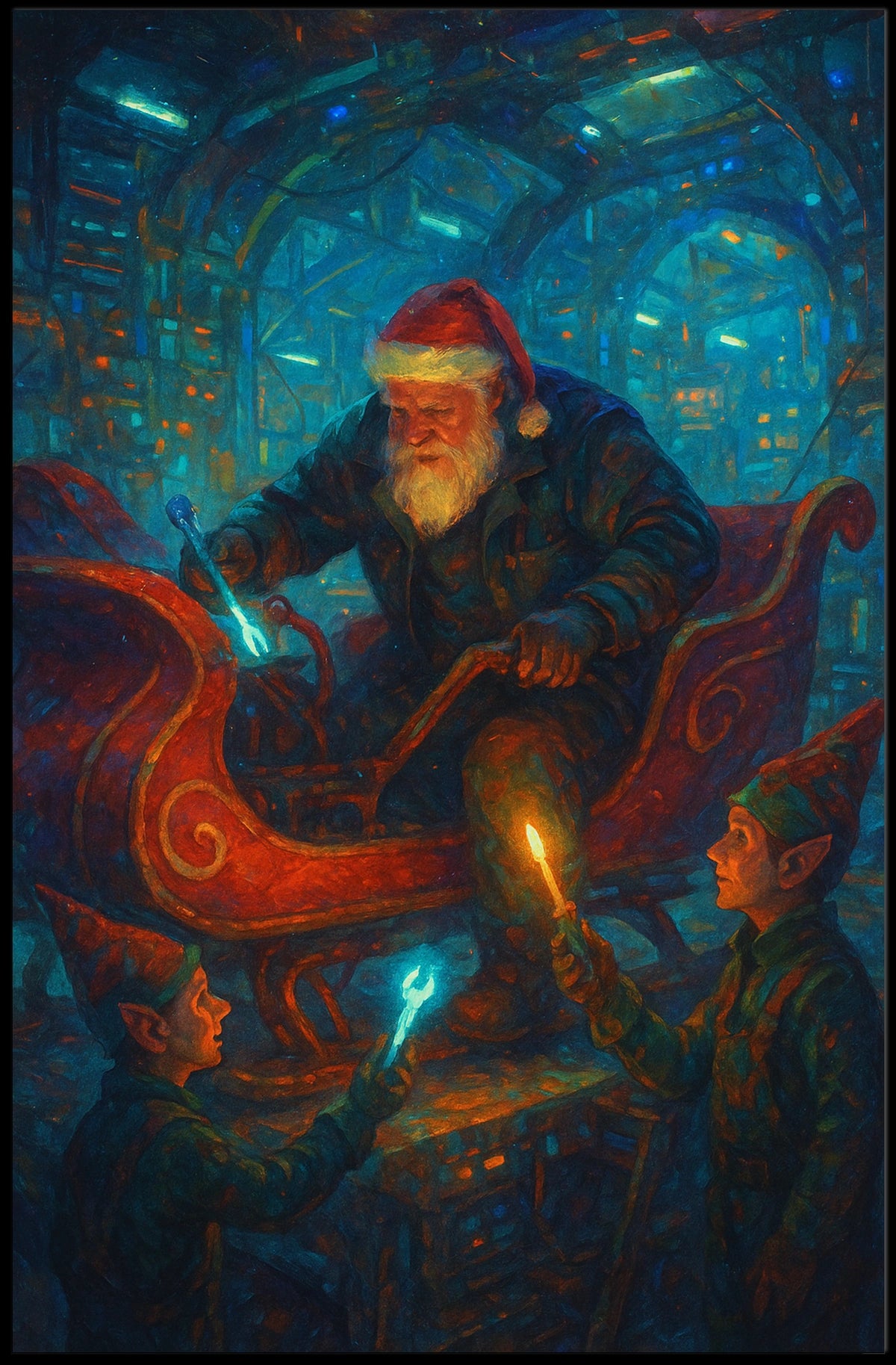 Enchanting Christmas Workshop Santa and Elves Poster