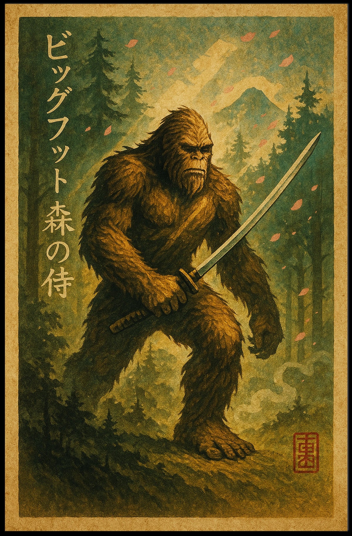 Bigfoot Forest Samurai Poster