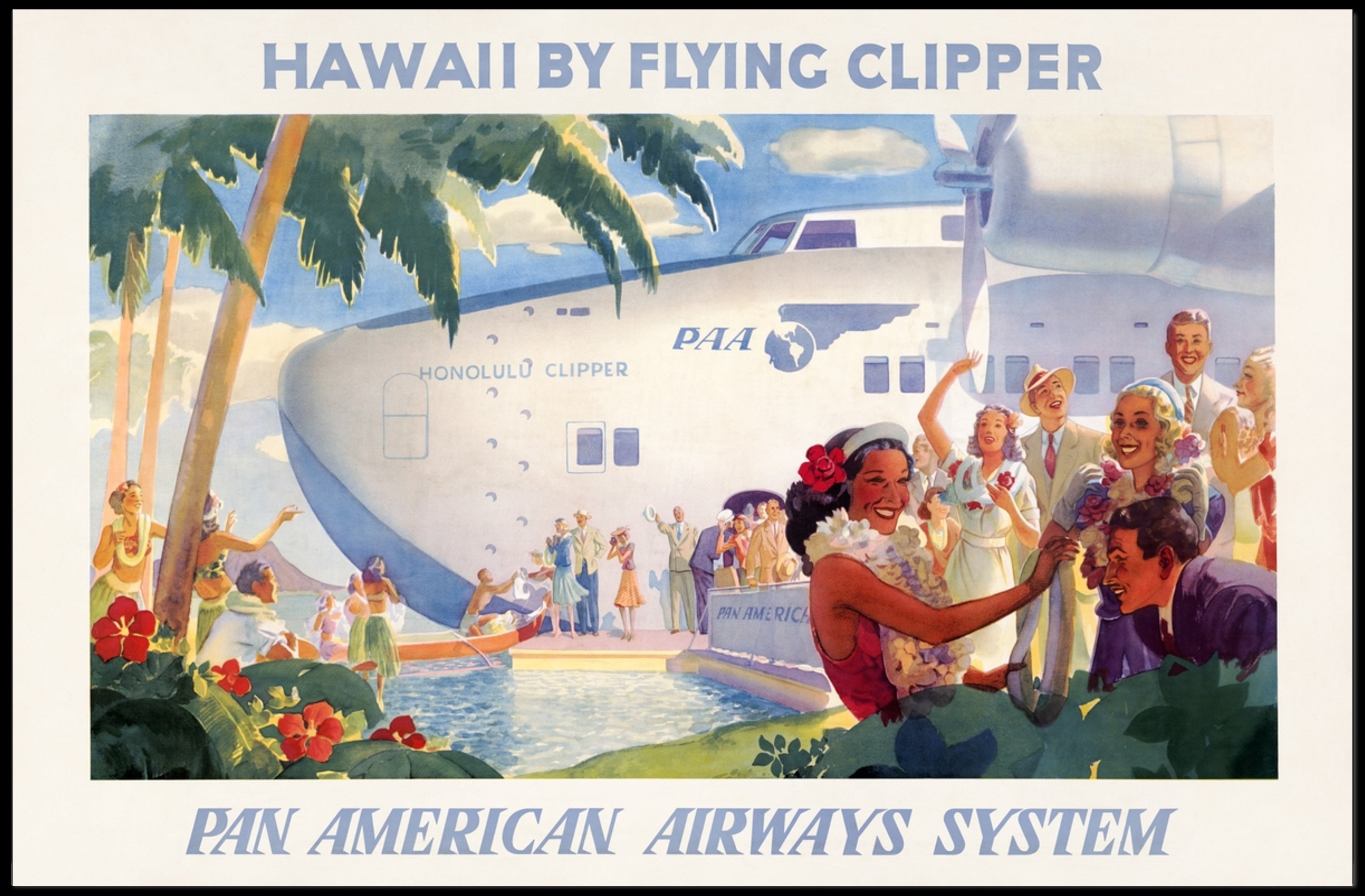 Hawaii Air Travel Vintage Poster by Pan American Airways Travel Poster