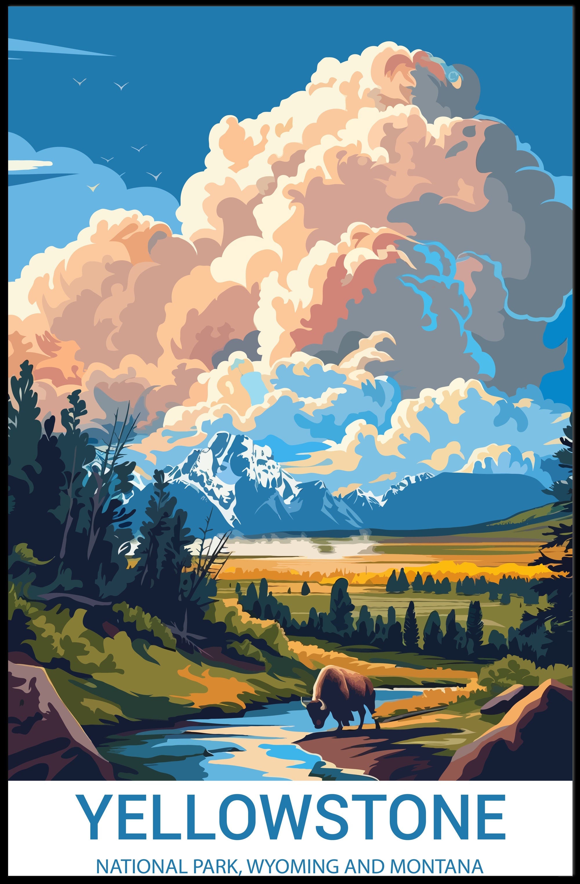 Yellowstone National Park Vintage Wilderness National Park Poster