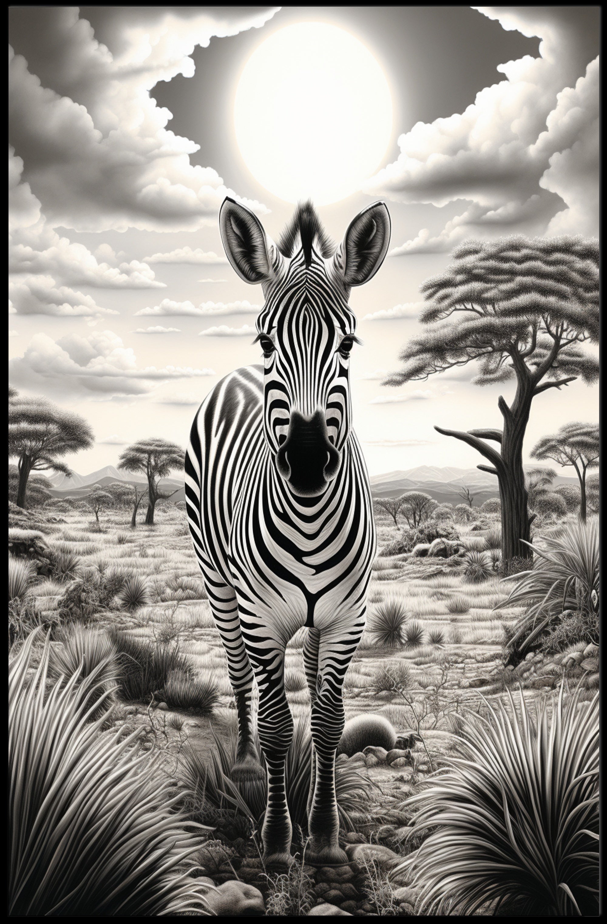 Zebra In The Savannah Poster