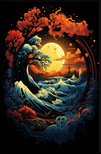 Mystical Moonlit Landscape with Celestial Harmony Poster