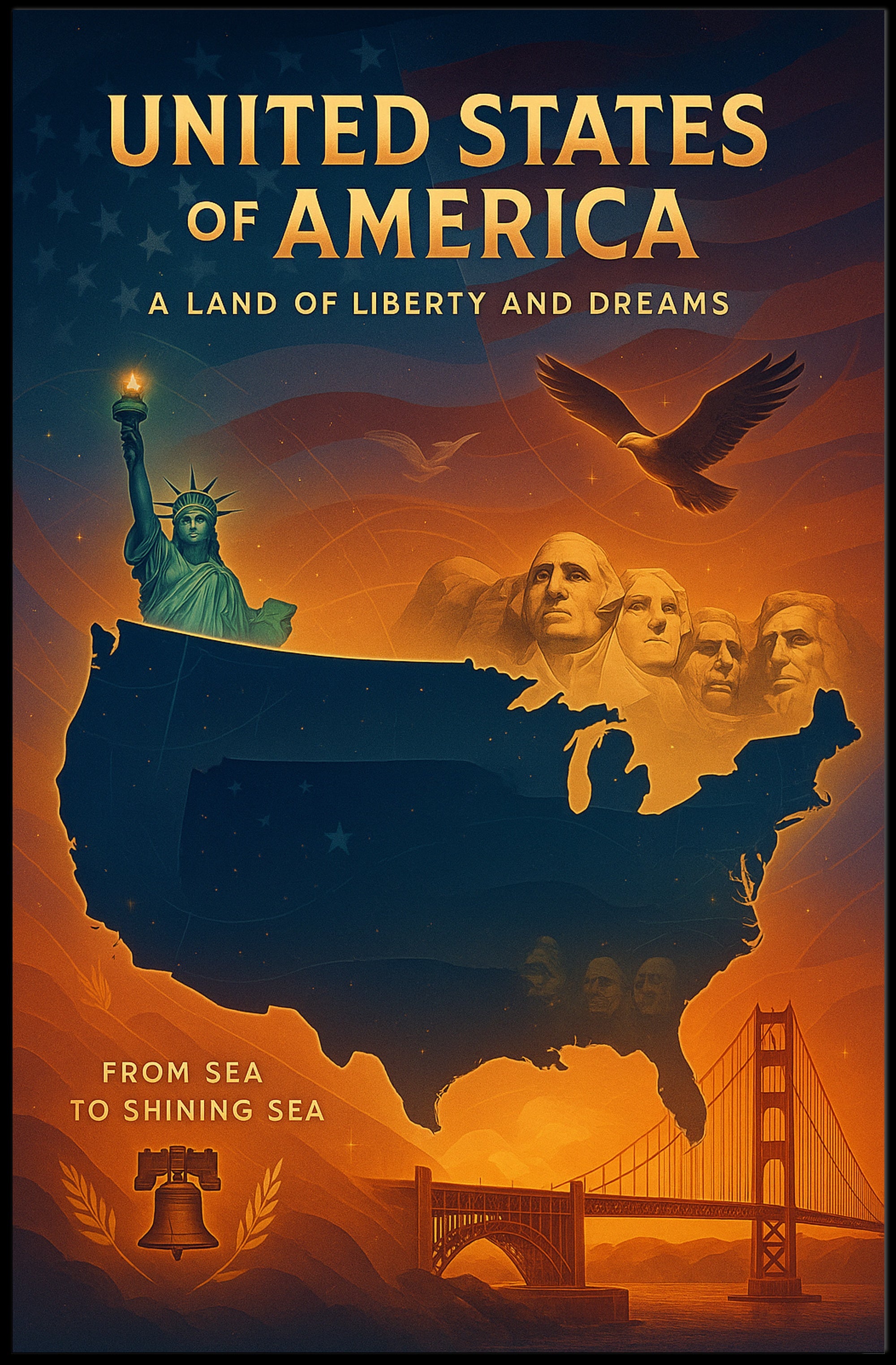 United States of America A Land of Liberty and Dreams Poster PosterGoat