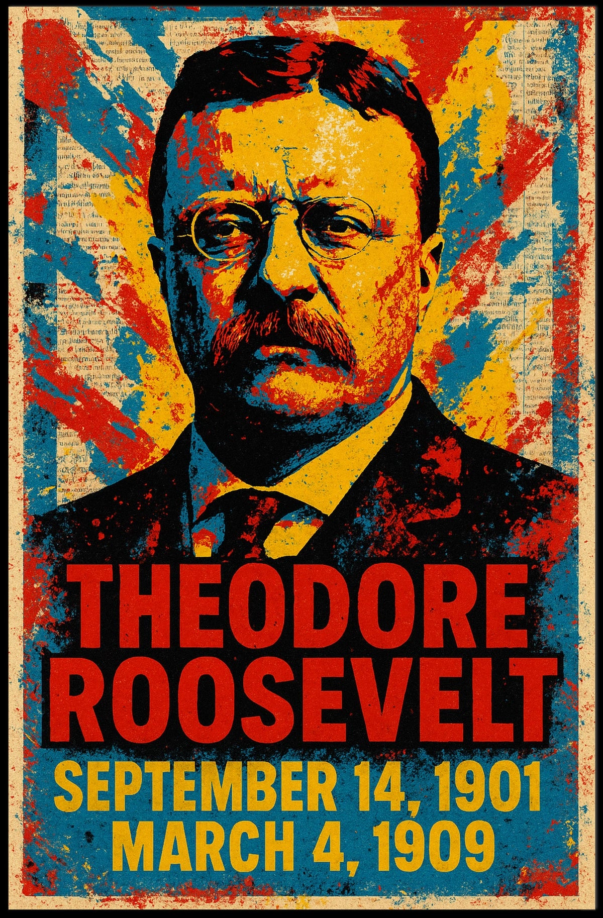 Theodore Roosevelt 26th President of the United States Street Art Mashup Poster