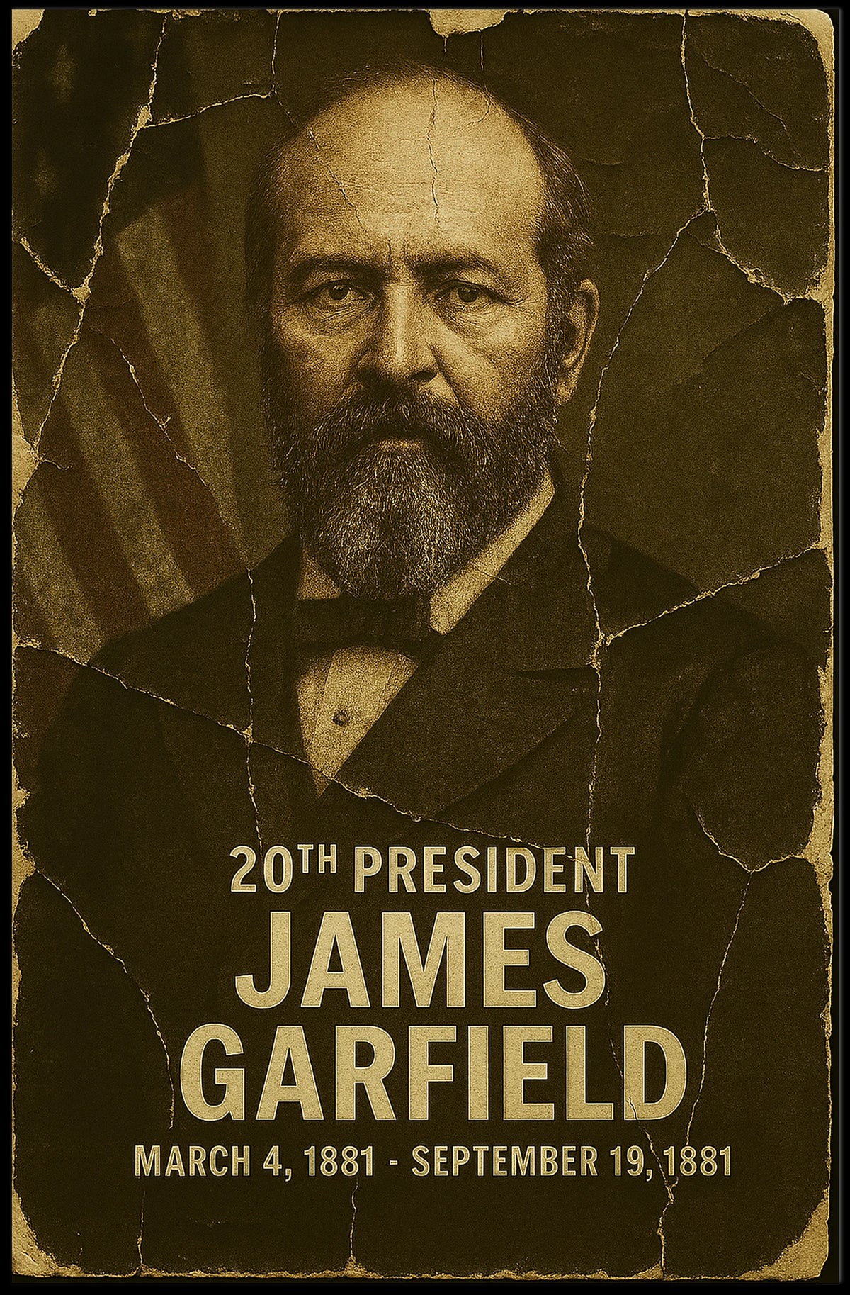 James A. Garfield 20th President of the United States Damaged Photograph Poster
