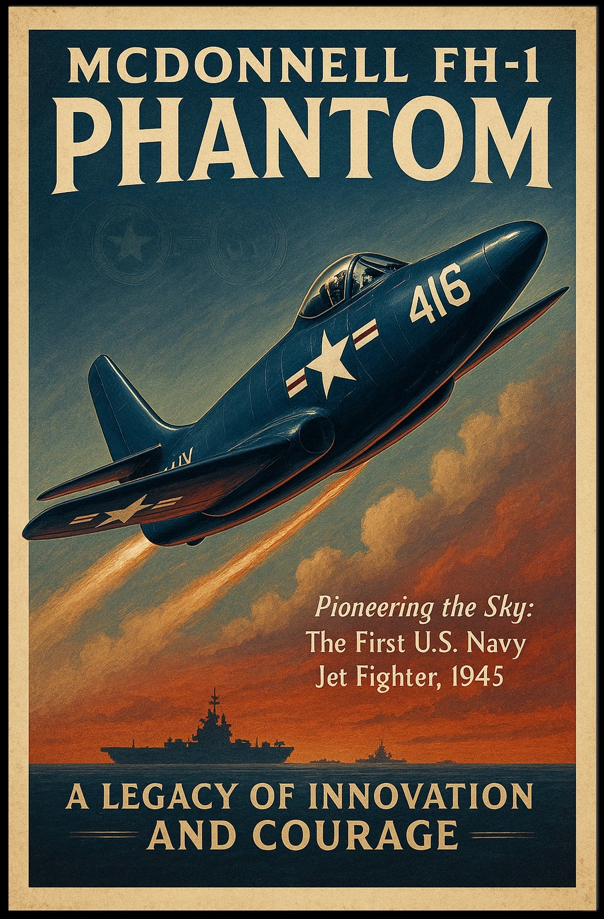 McDonnell FH-1 Phantom Vintage Aviation Poster