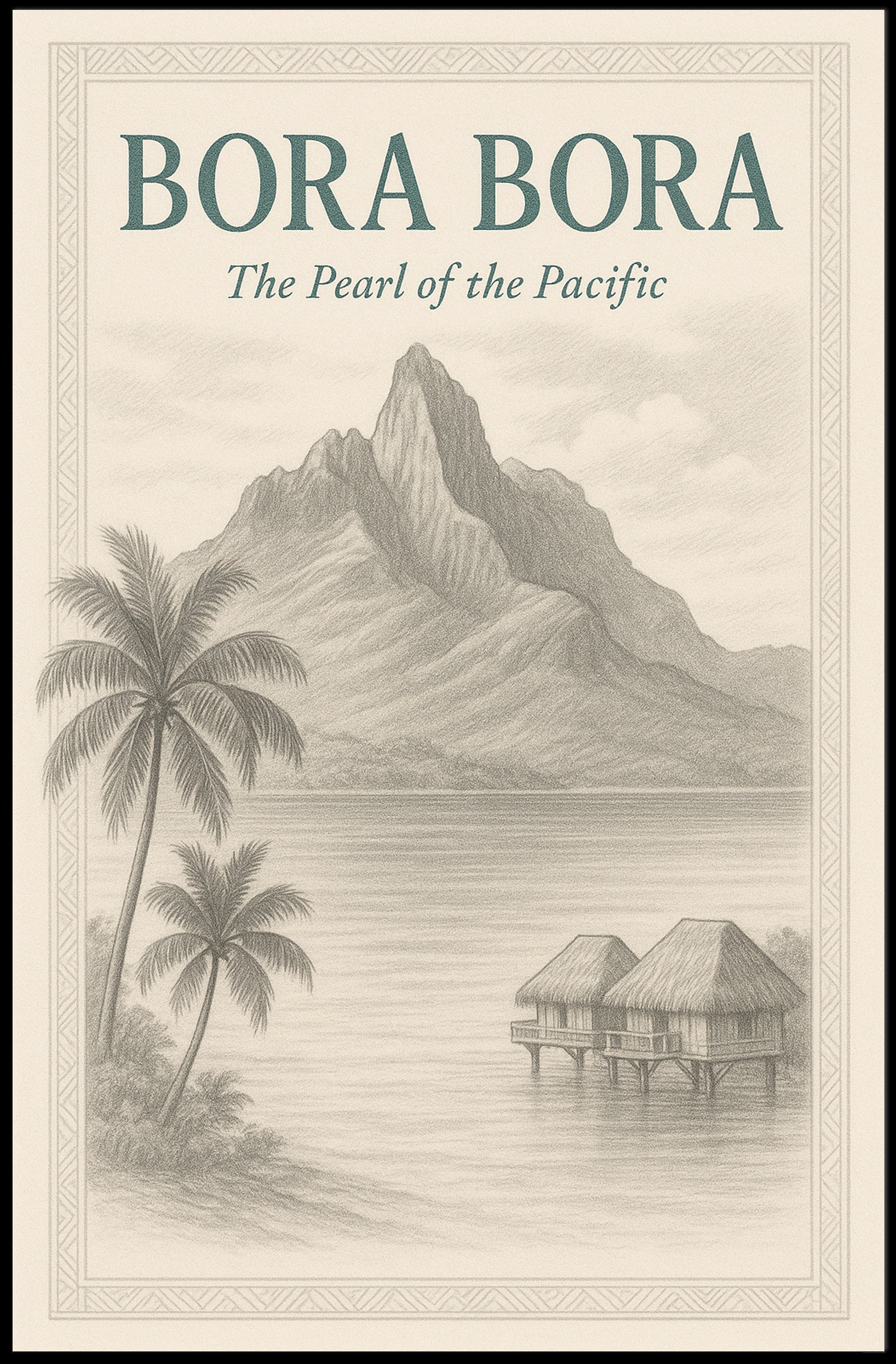 Bora Bora Vintage Travel Artwork Poster PosterGoat