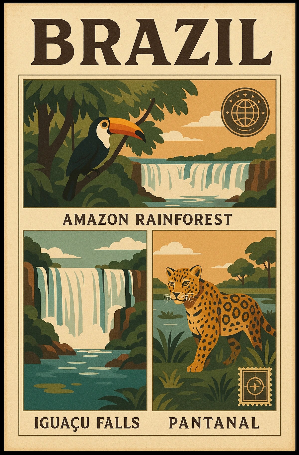 Brazil's Natural Wonders Vintage Travel Poster