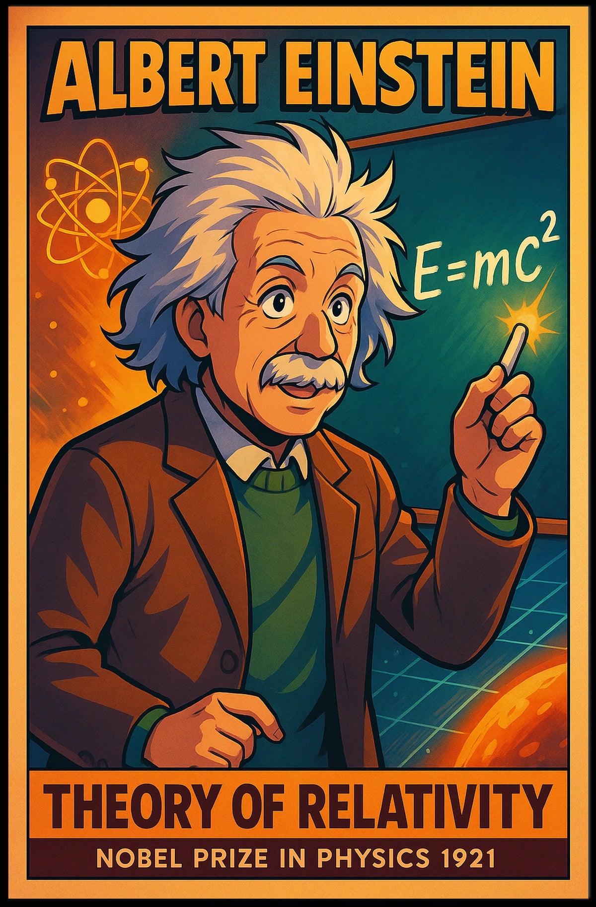 Einstein Relativity Vintage Science Curious Minds Poster