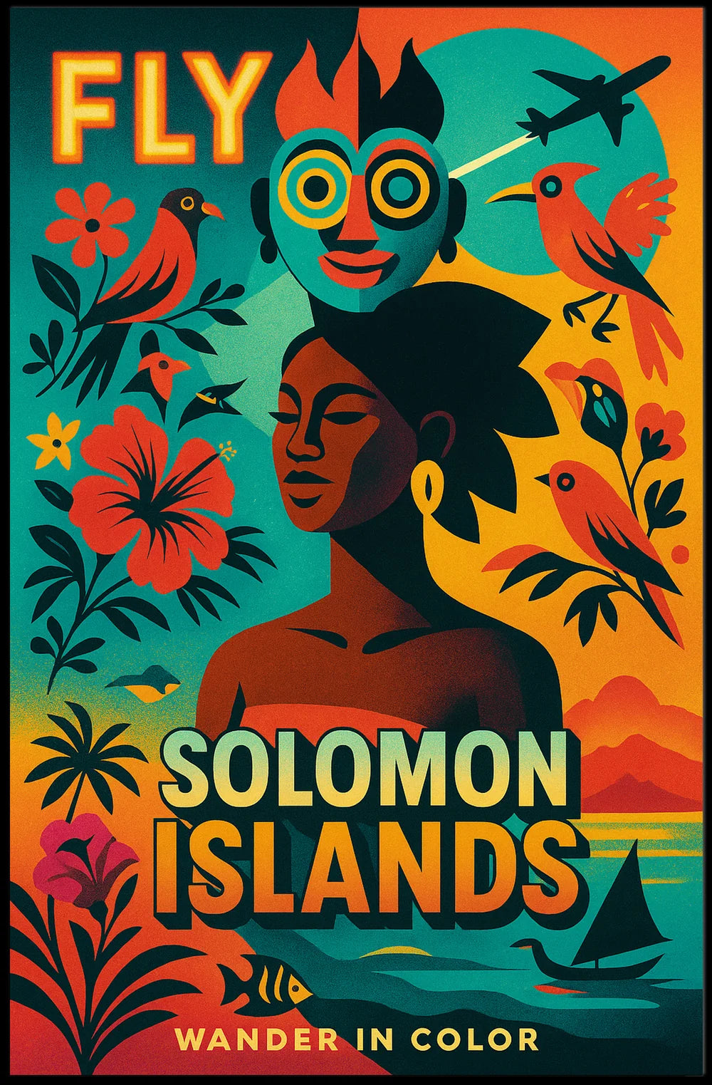 Vibrant Solomon Islands Adventure Travel Poster PosterGoat