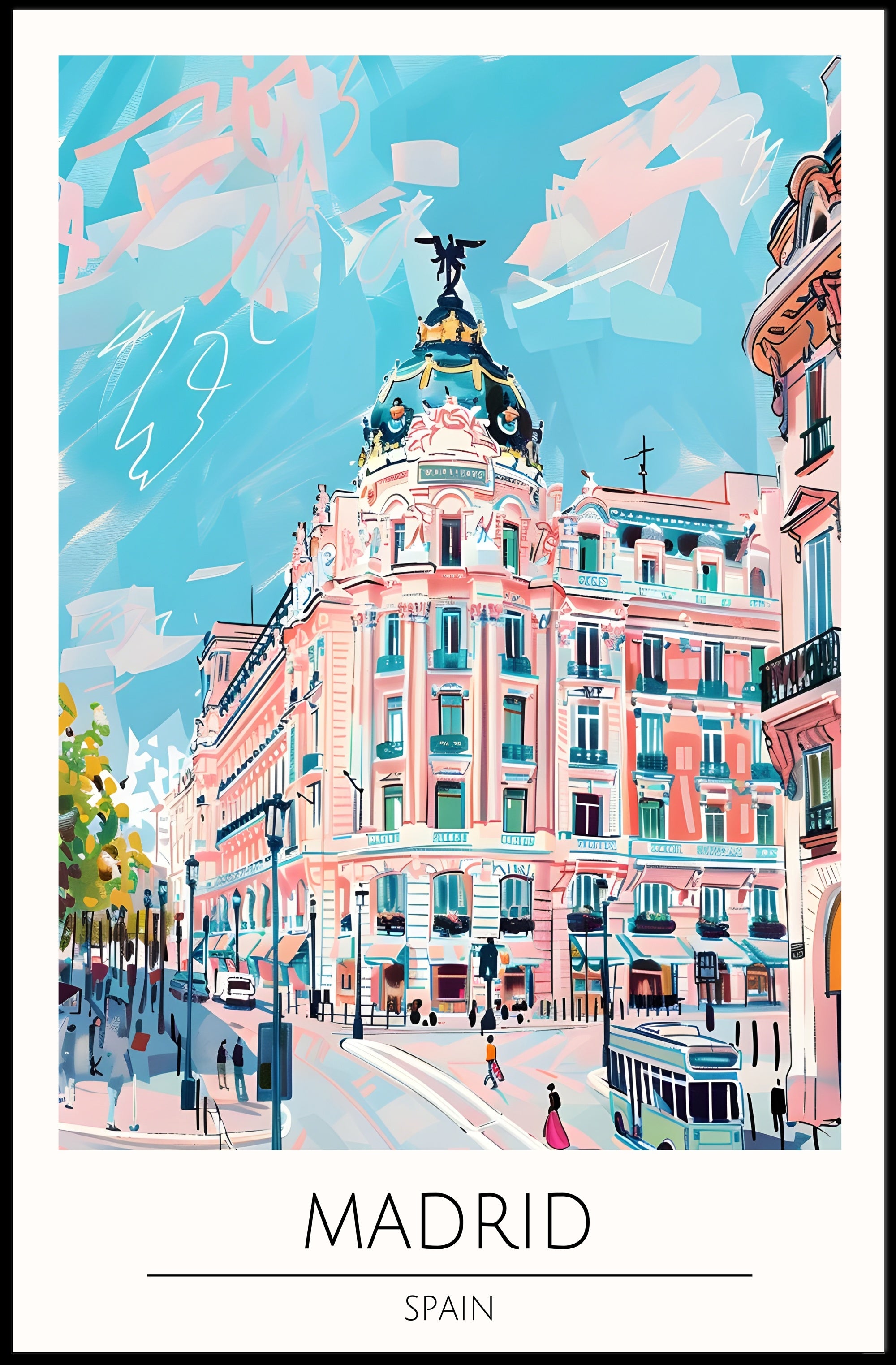Vibrant Streets of Madrid Poster PosterGoat