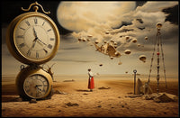 Surreal Dreamscape with Moon and Clocks - Fantasy Poster